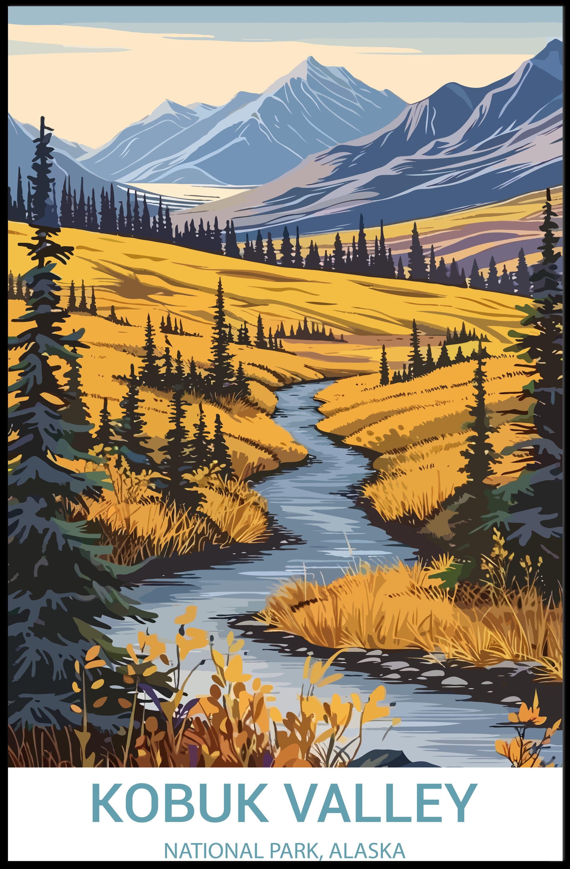 Alaska's Kobuk Valley National Park Scenic Travel Poster
