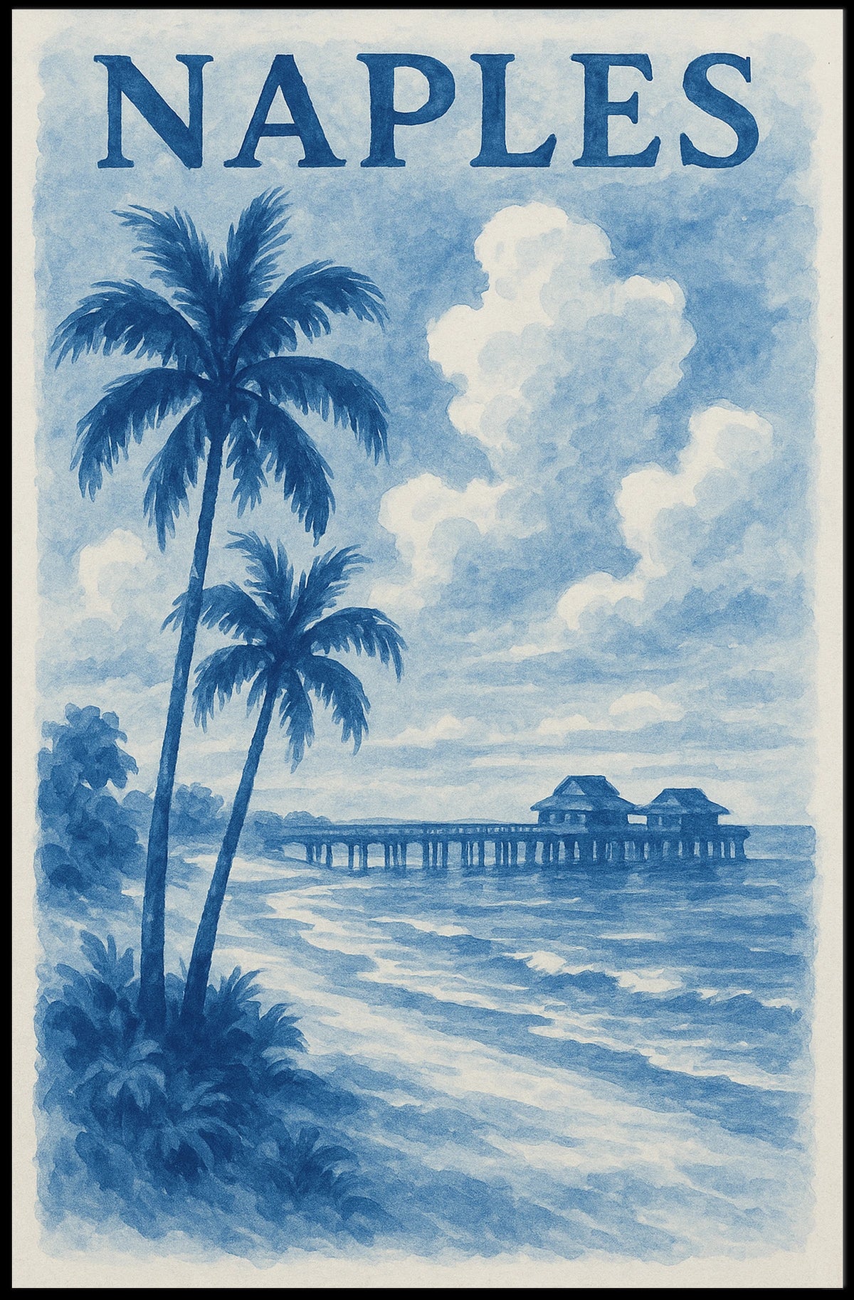 Naples Coastal Serenity Poster Wall Art 18x24 Inches