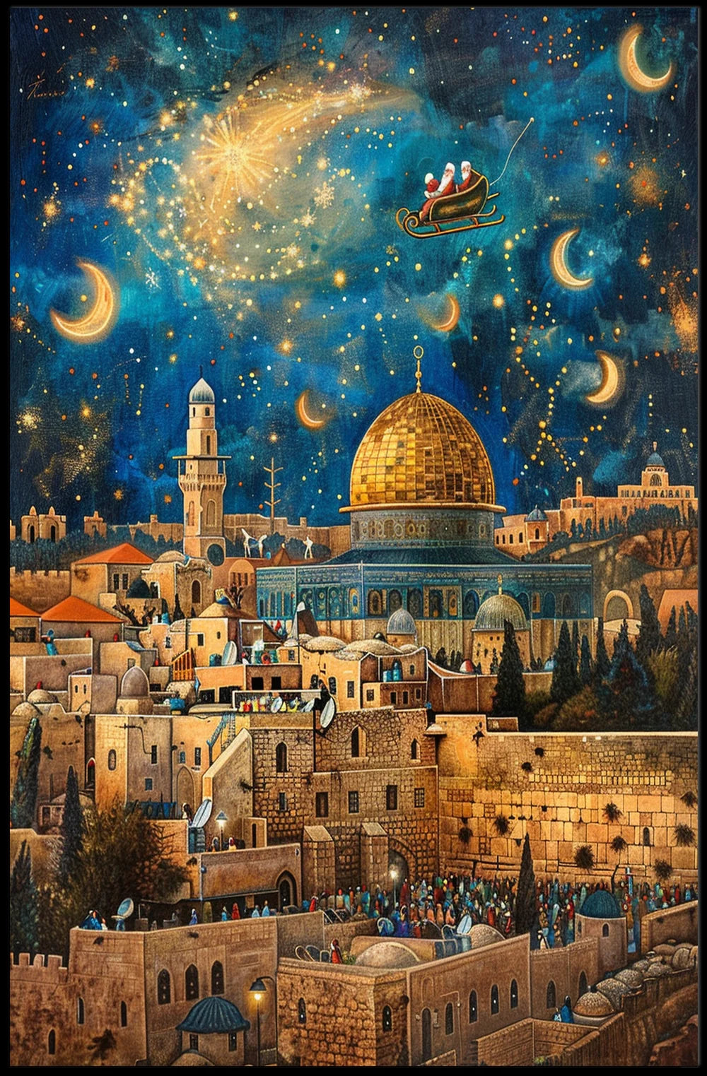 Enchanting Jerusalem Nightscape Holiday Fantasy Poster