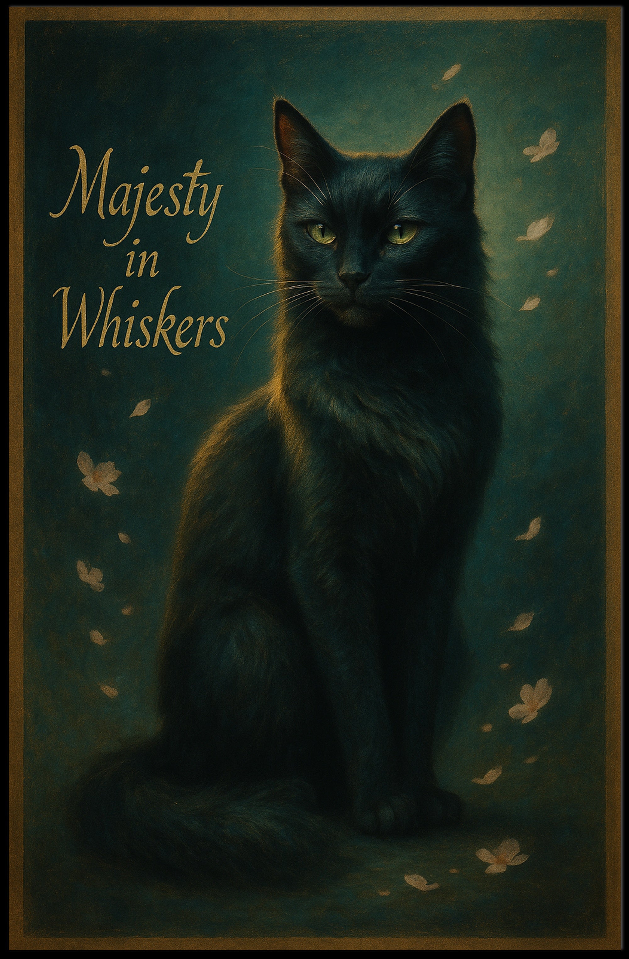 Majestic Dark-Furred Cat Animal Poster