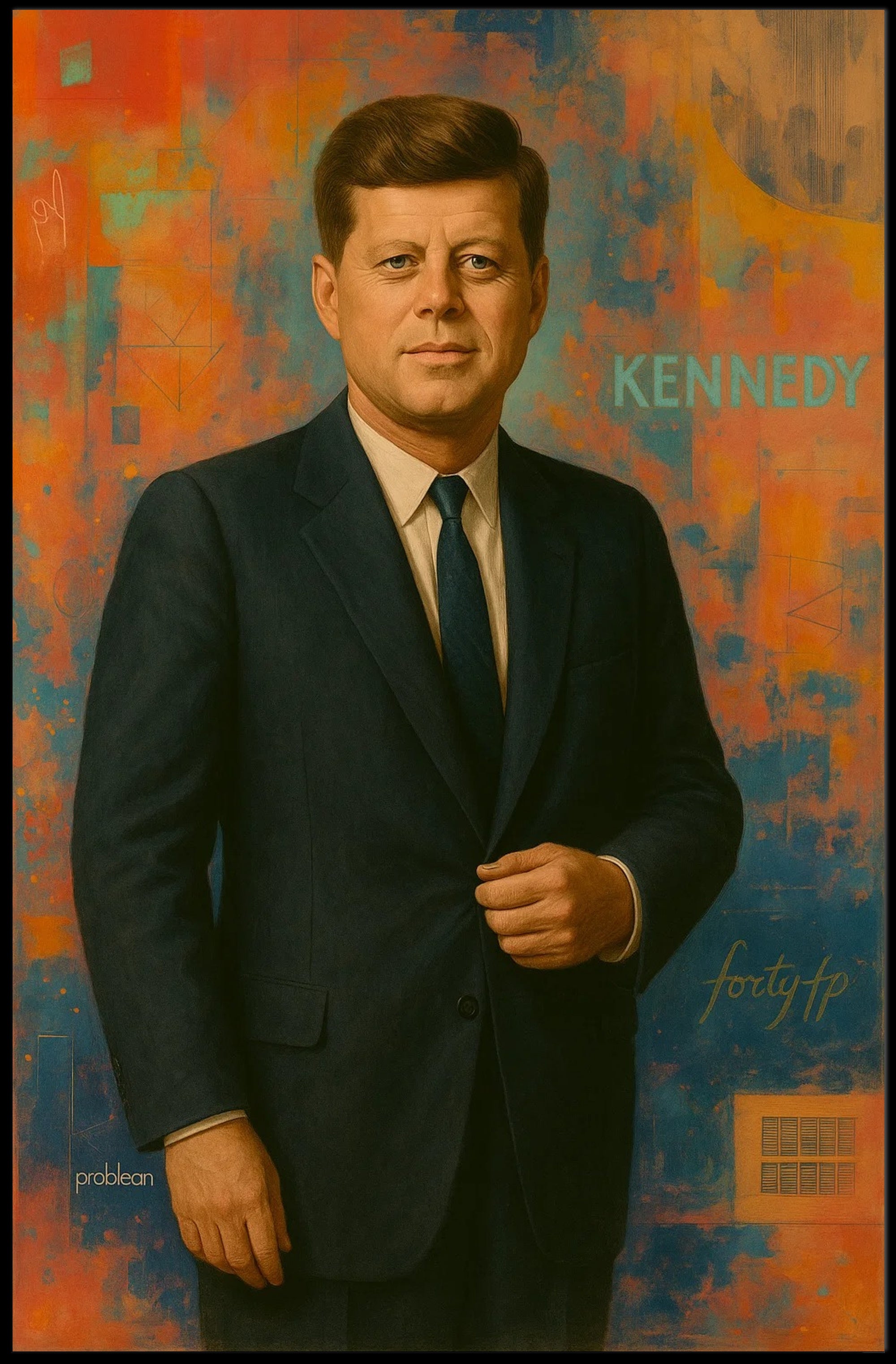 KENNEDY abstract artistic portrait poster in modern vibrant style