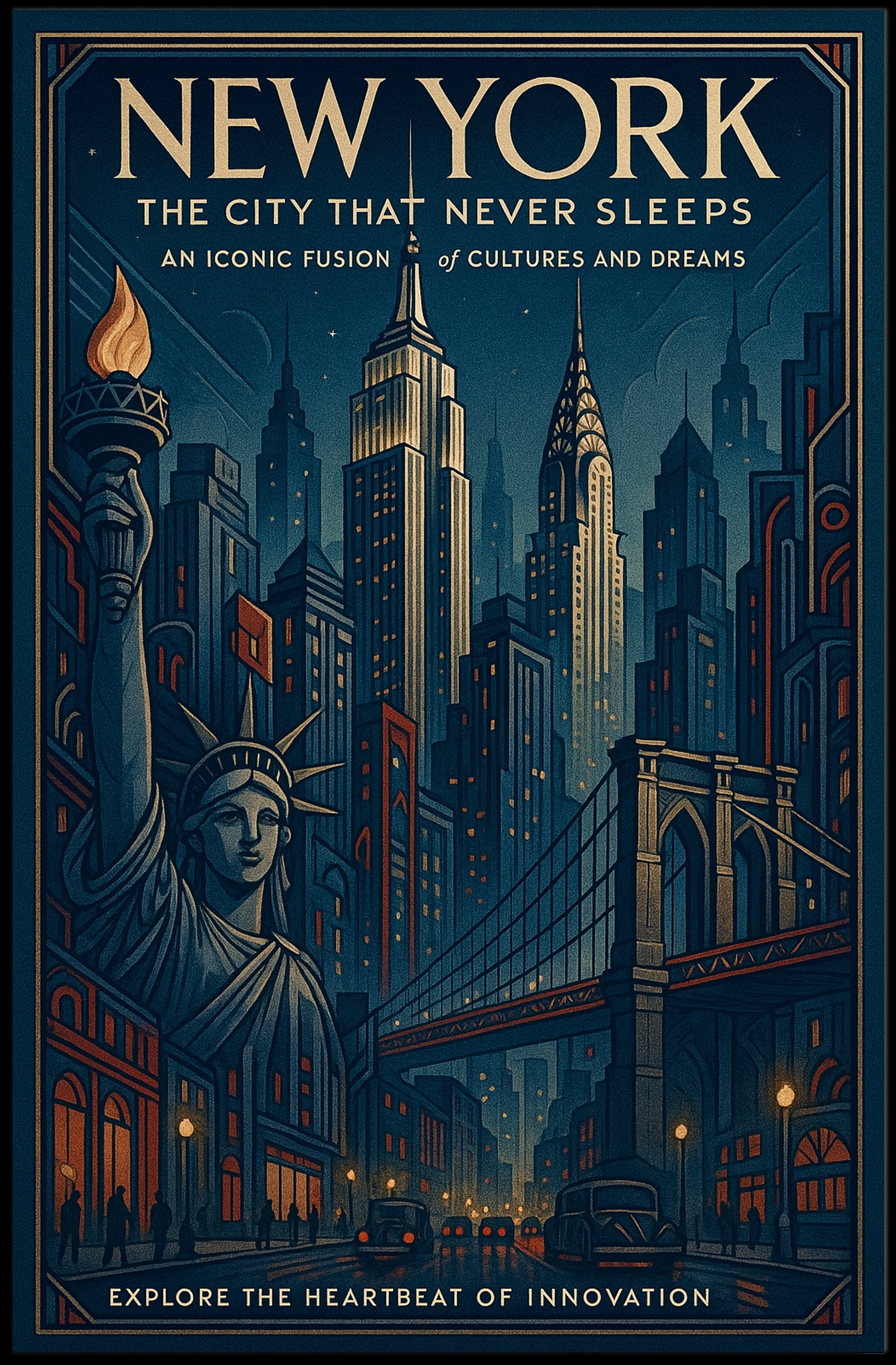New York Vintage Travel Poster Wall Art Print