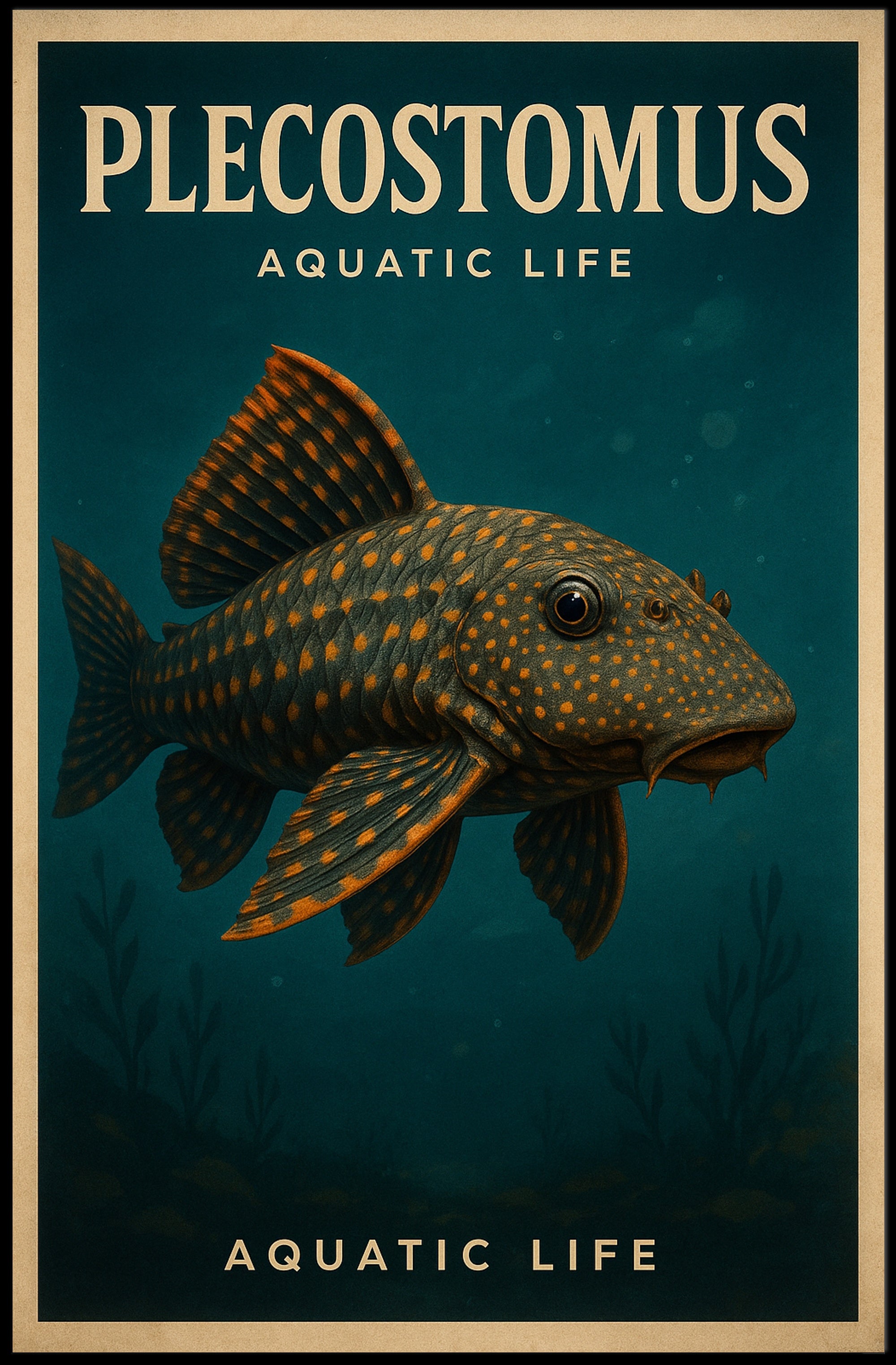 Plecostomus Fish Illustration: Educational or Infographic Poster