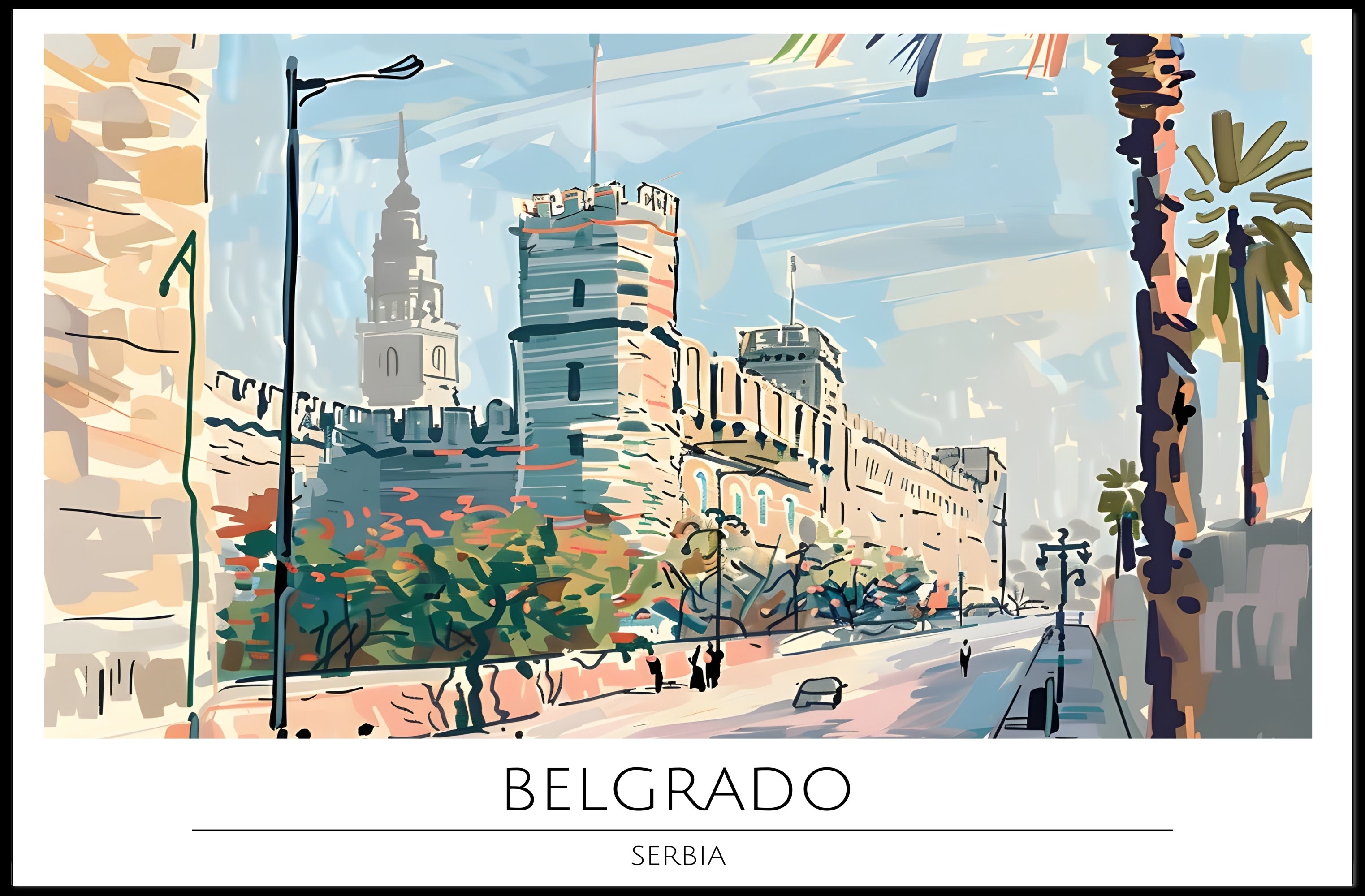 Scenic Illustration of Belgrade Poster PosterGoat