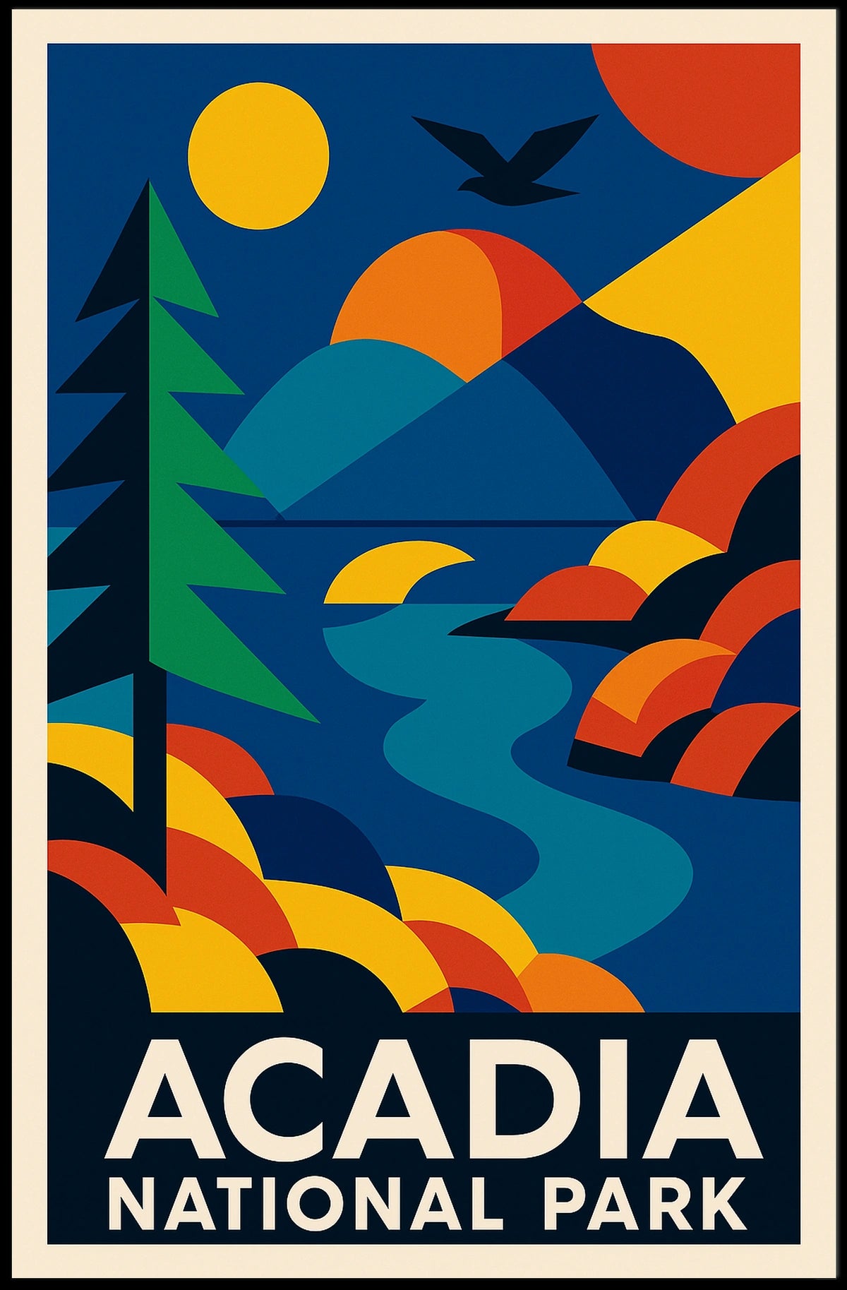 Acadia National Park Scenic Vintage Wanderlust Poster