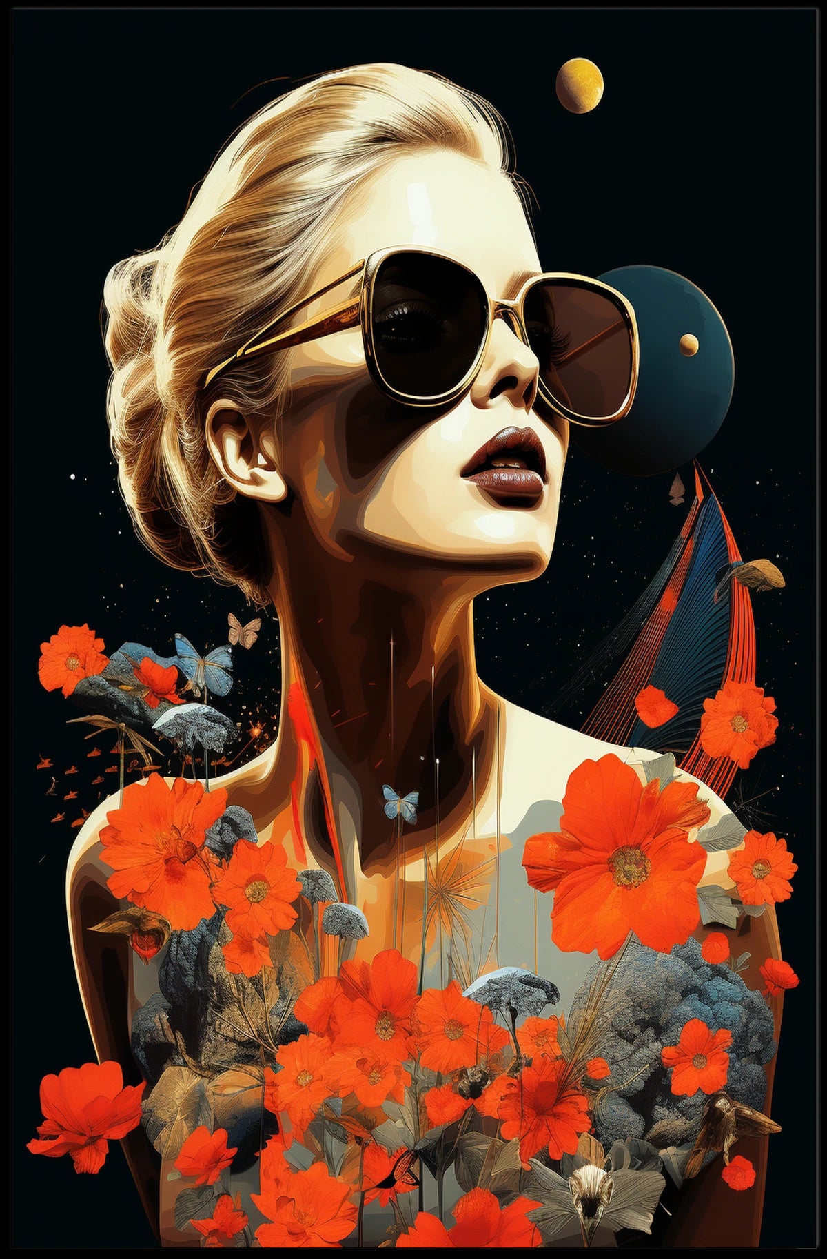 Surreal Woman Celestial Dreamscape Abstract or Artistic Poster