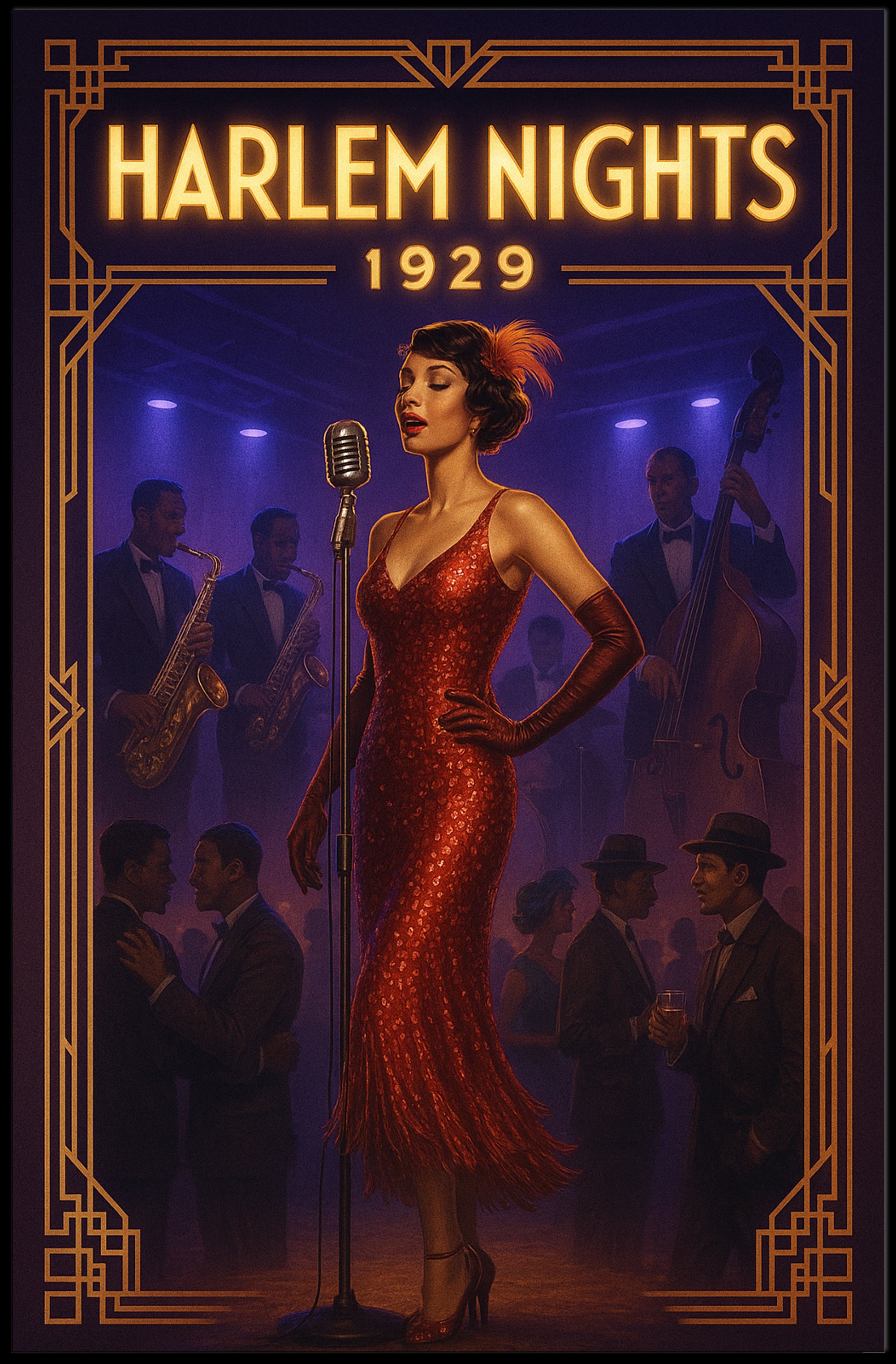 Harlem Nights Jazz Club Scene Music or Concert Poster