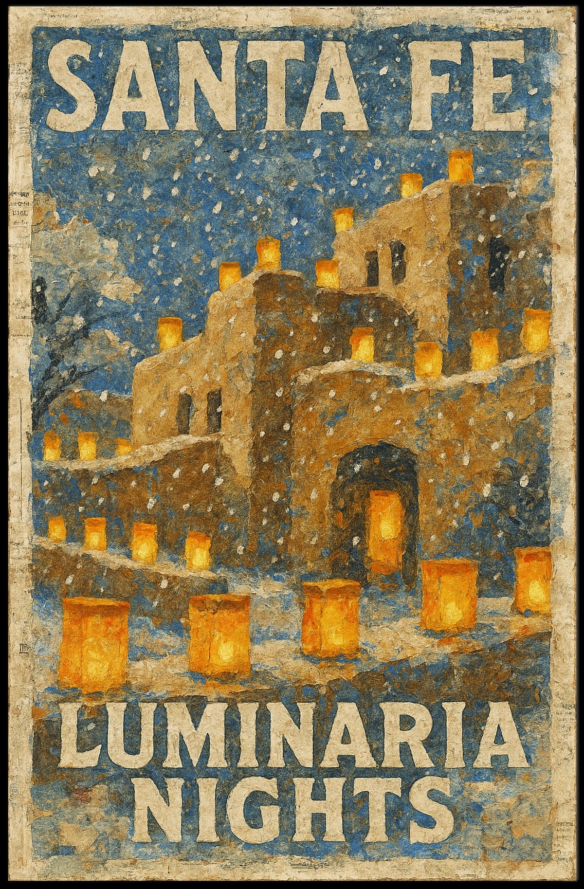 Santa Fe Luminaria Nights Desert Night Scene Photography Realism Poster