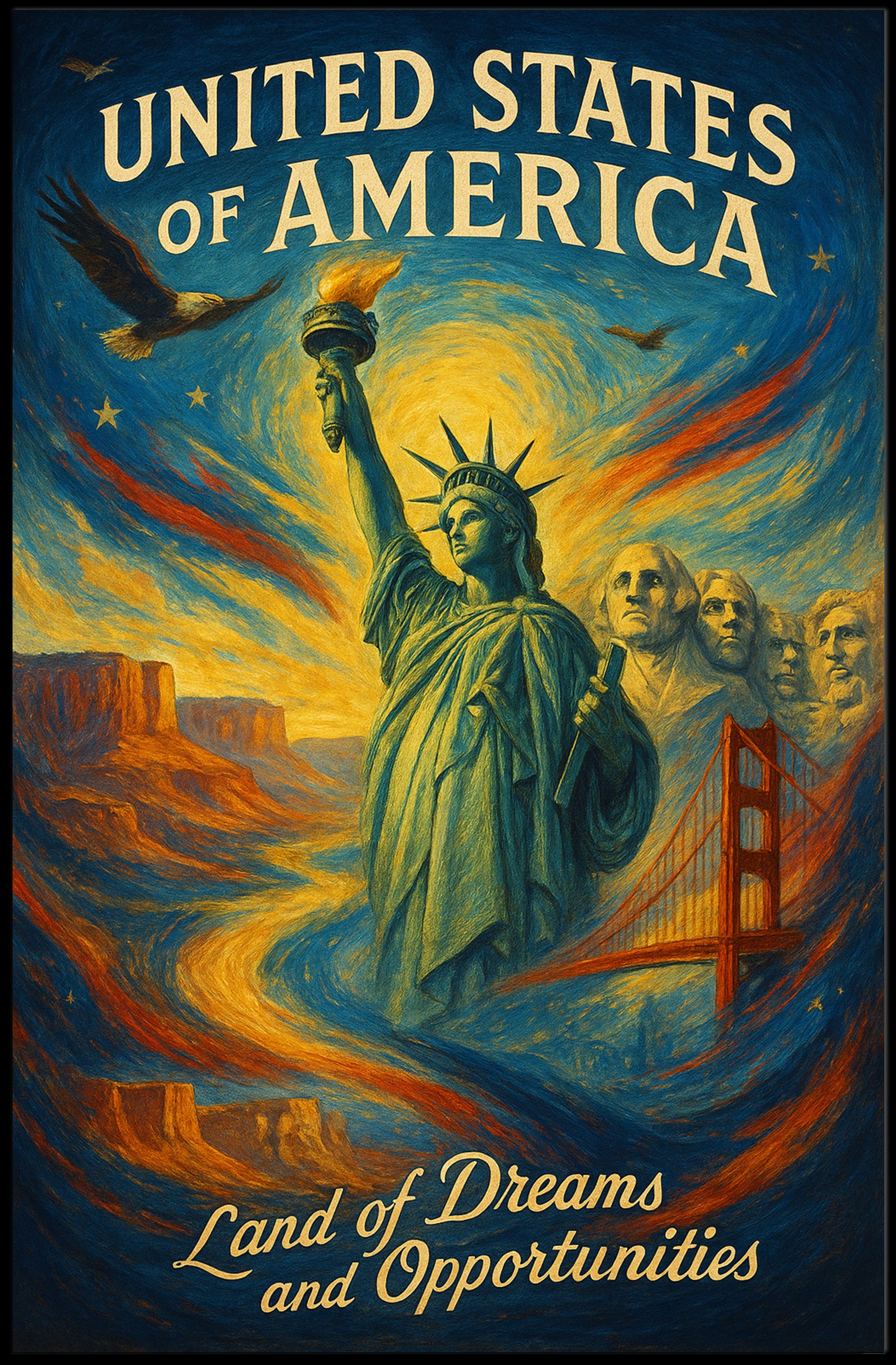 United States of America Land of Dreams and Opportunities Poster PosterGoat