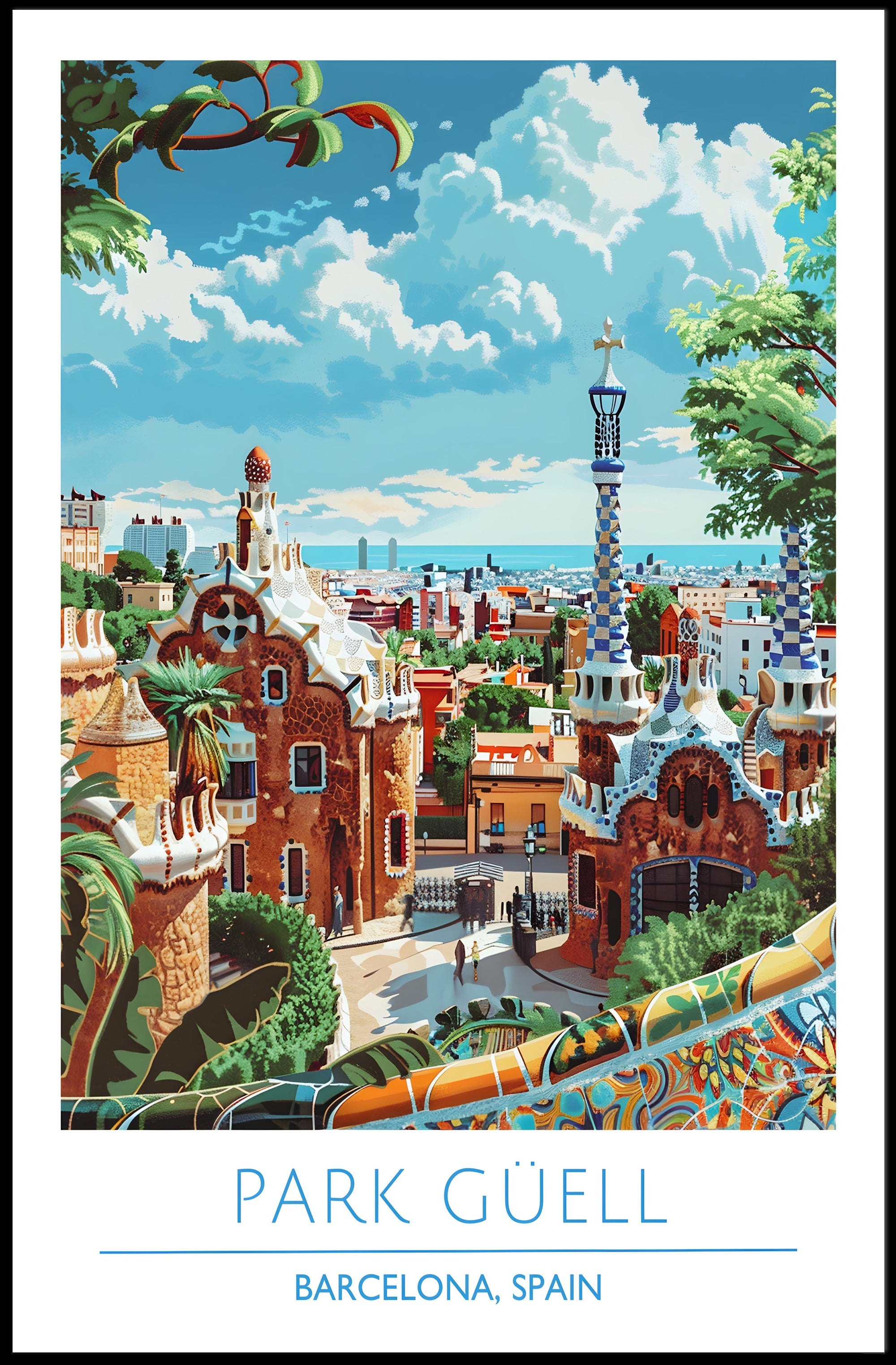 Park Güell Illustration Poster