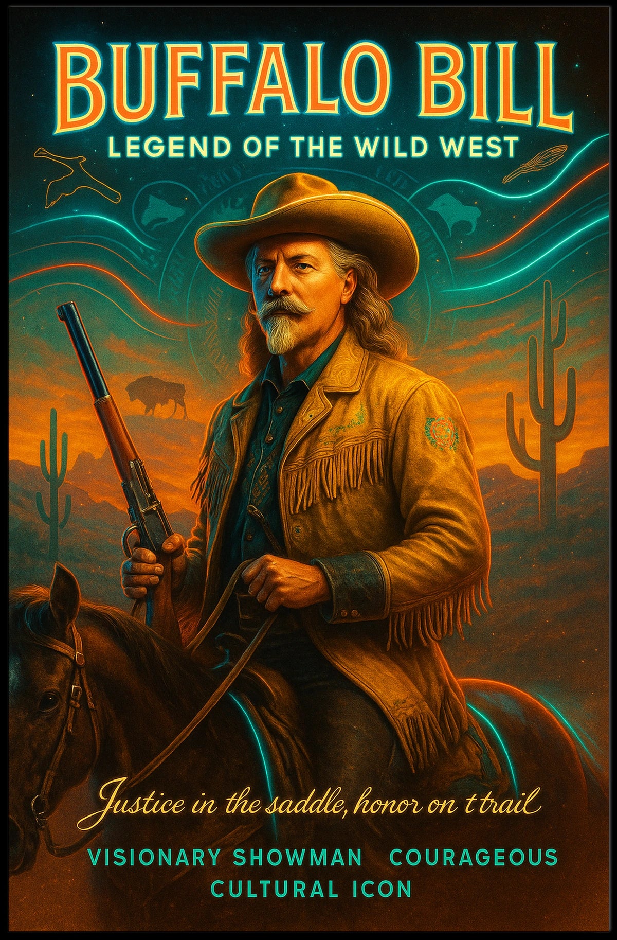 Buffalo Bill Poster Vintage Western Heritage Wall Art