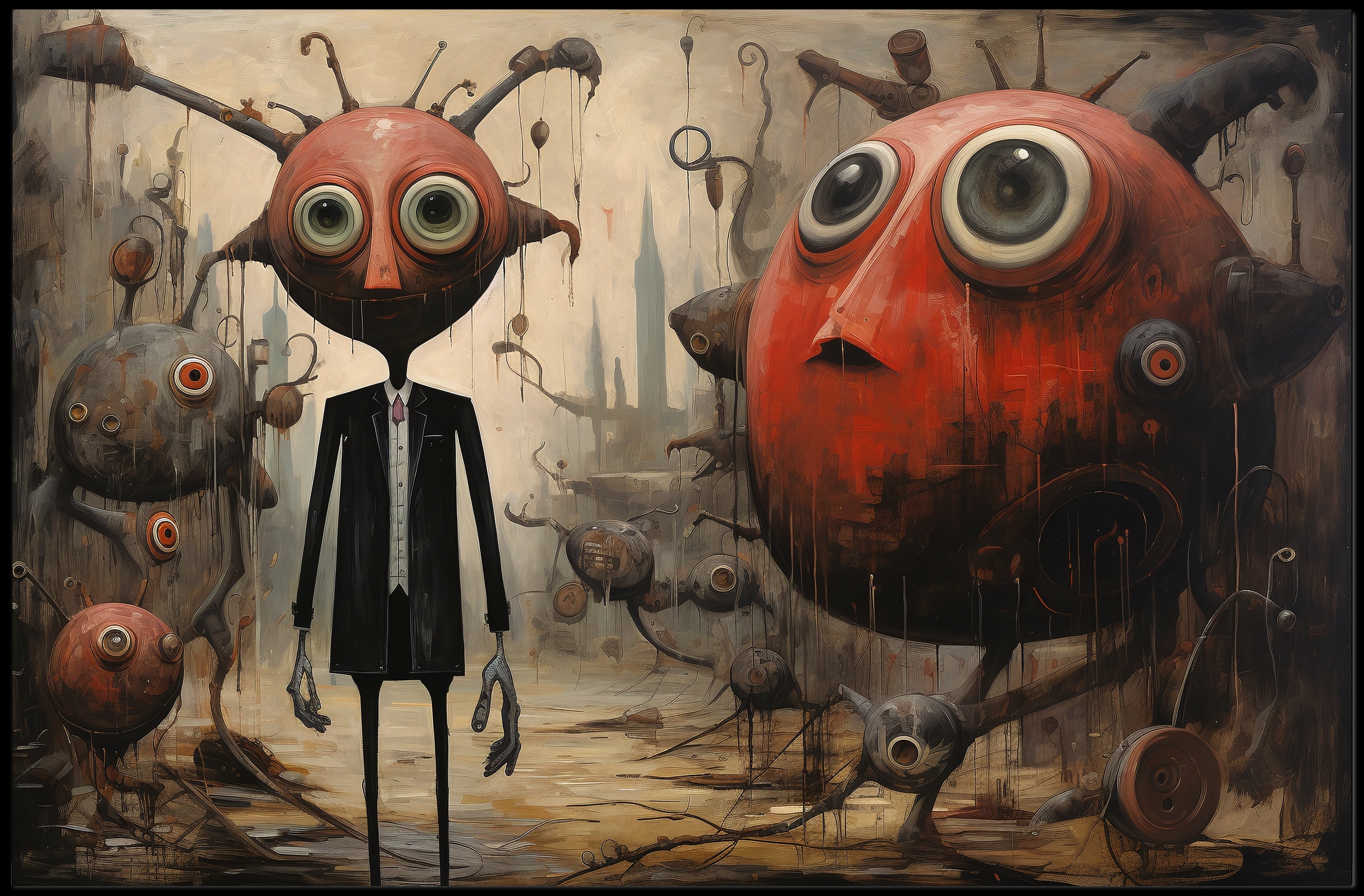 Whimsical Dreamscape: Surreal Characters Abstract or Artistic Poster