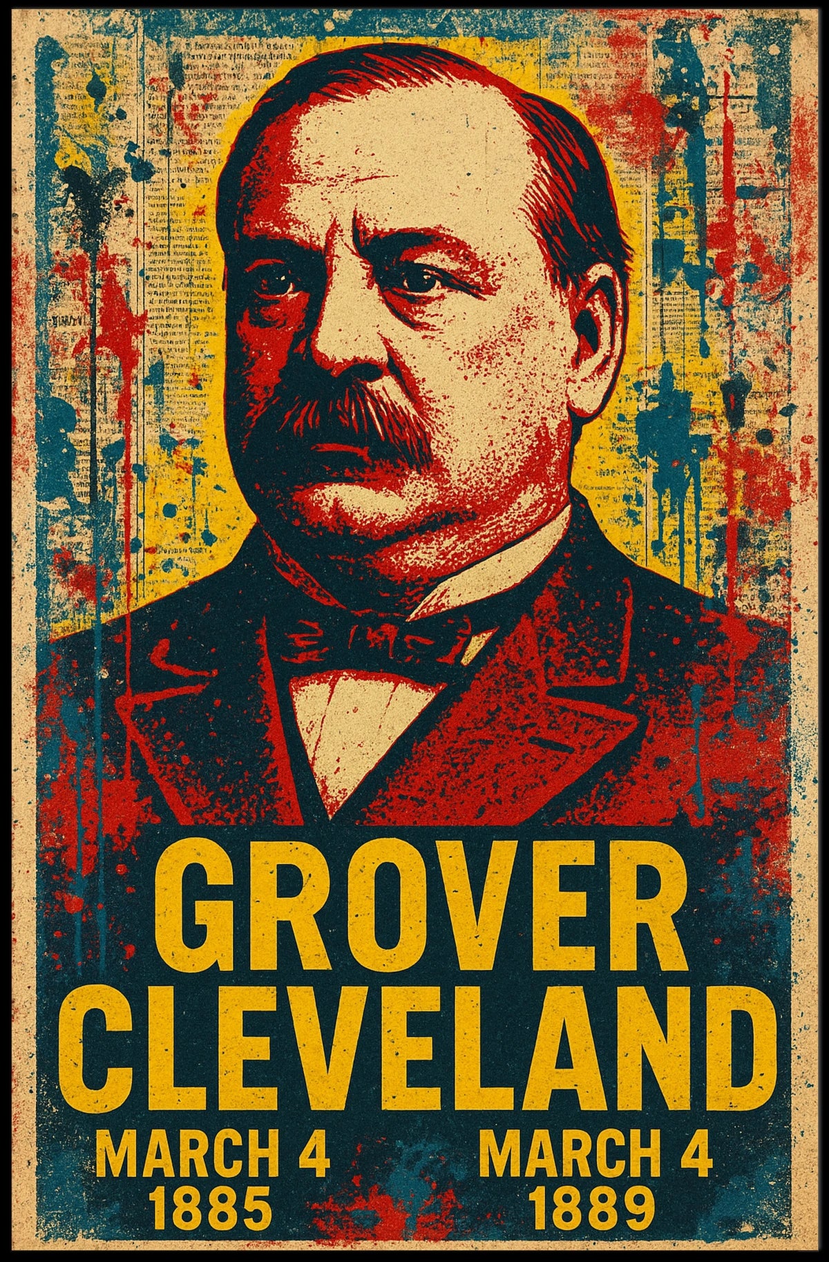 Grover Cleveland 22nd President of the United States Street Art Mashup Poster