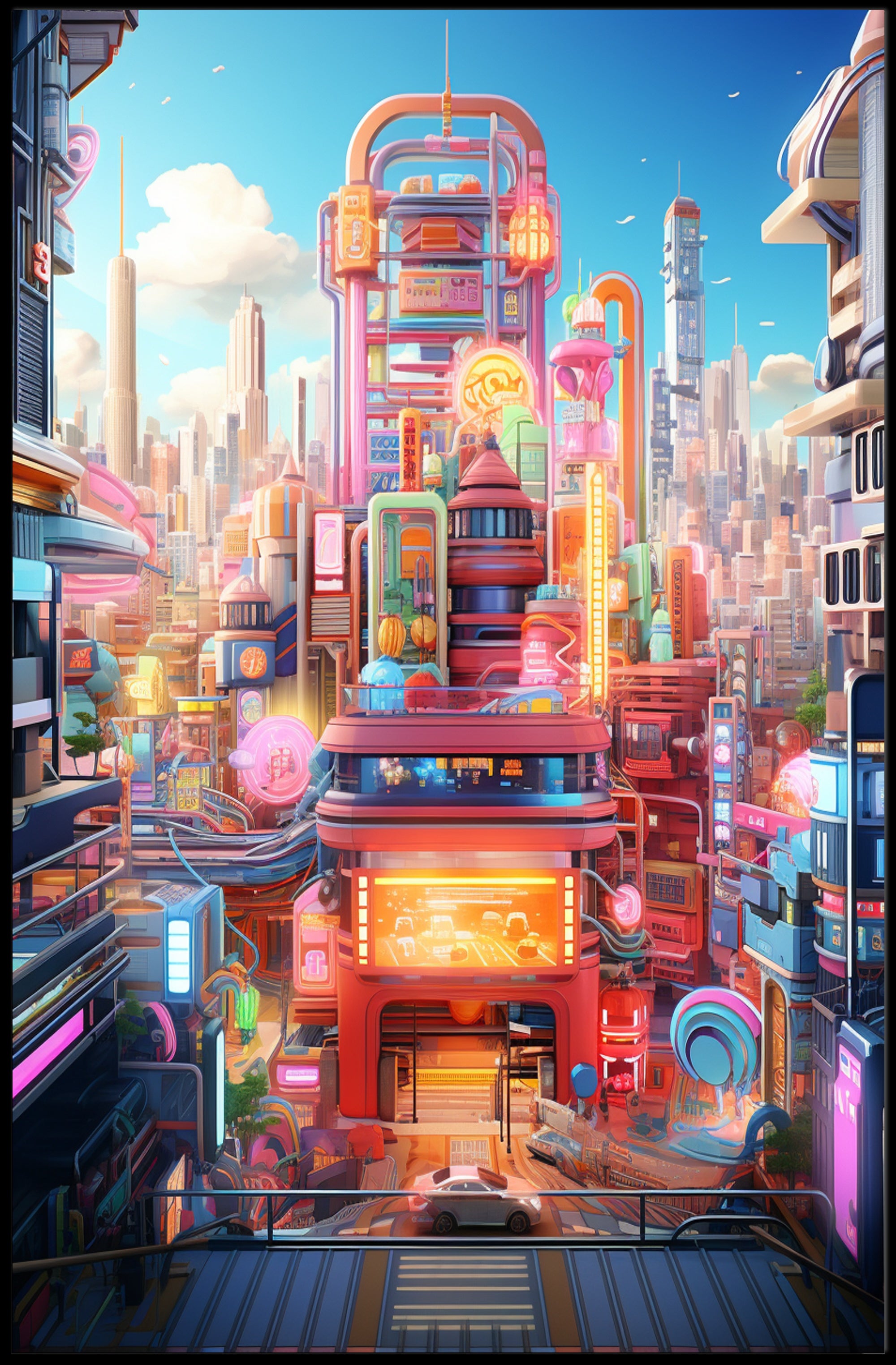 Neon Cityscape Poster
