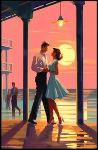 Sunset Romance on the Pier Poster