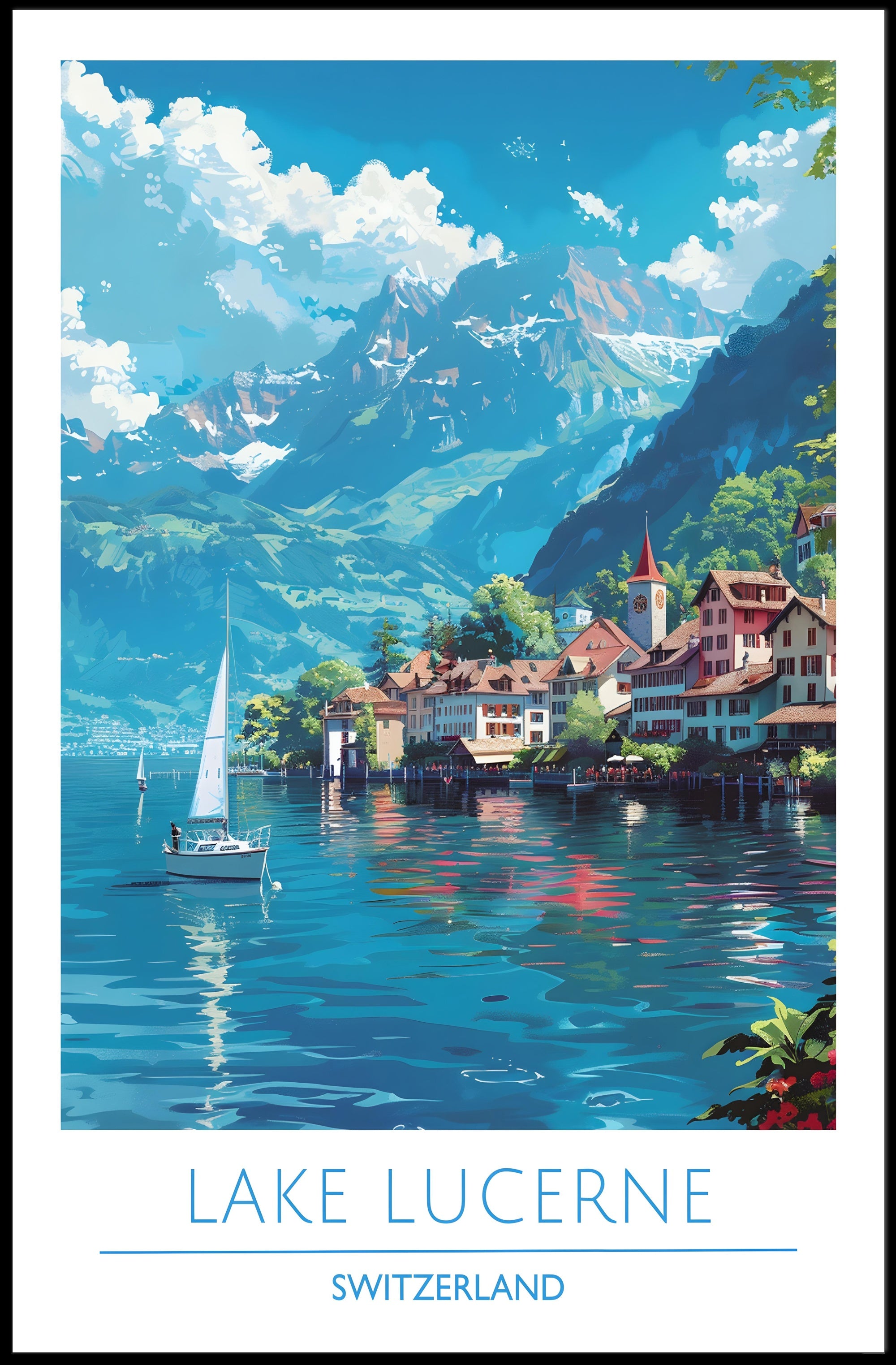 Tranquil Beauty of Lake Lucerne Poster