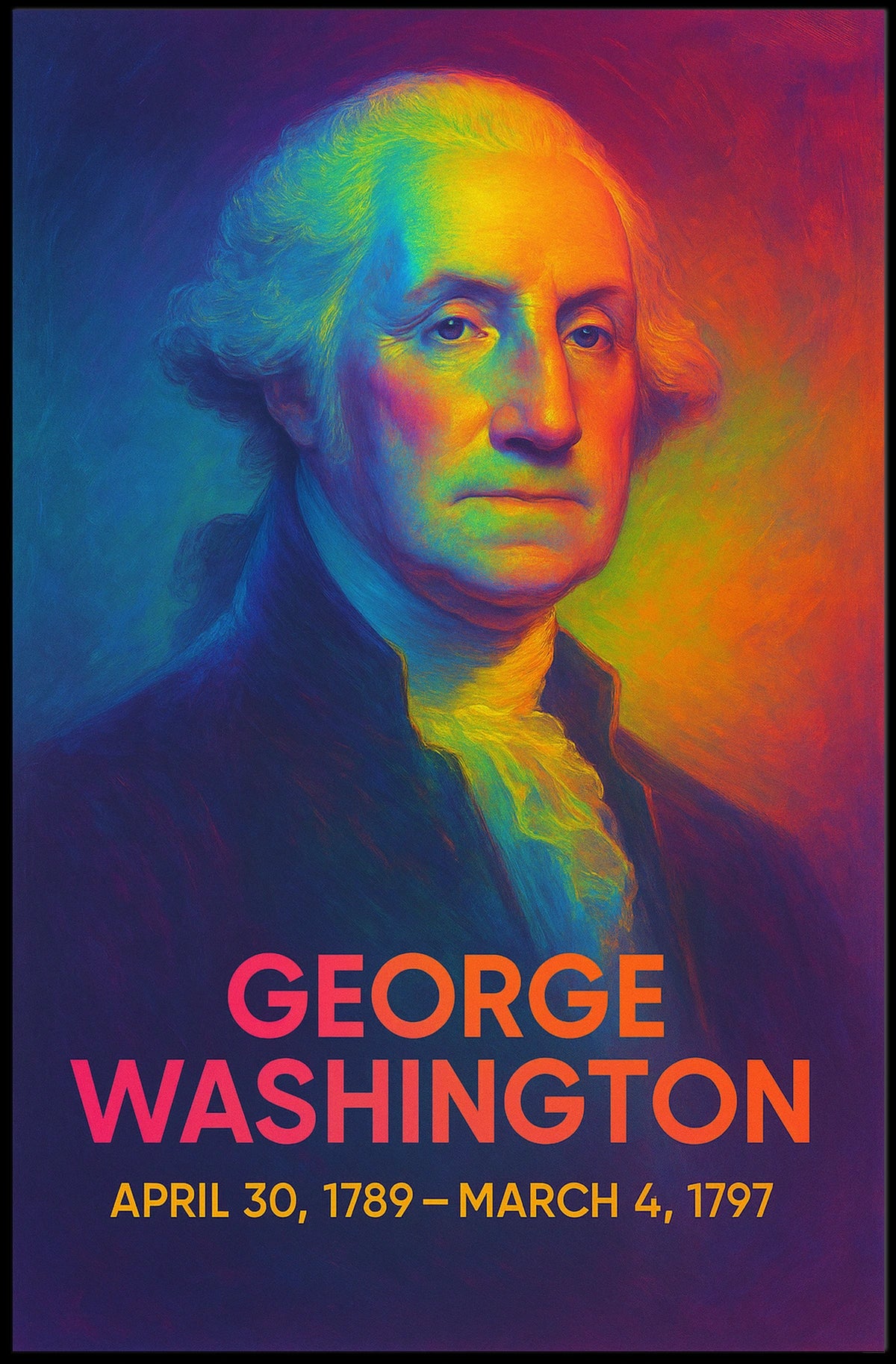 George Washington 1st President of the United States Neon Gradient Overlay Poster