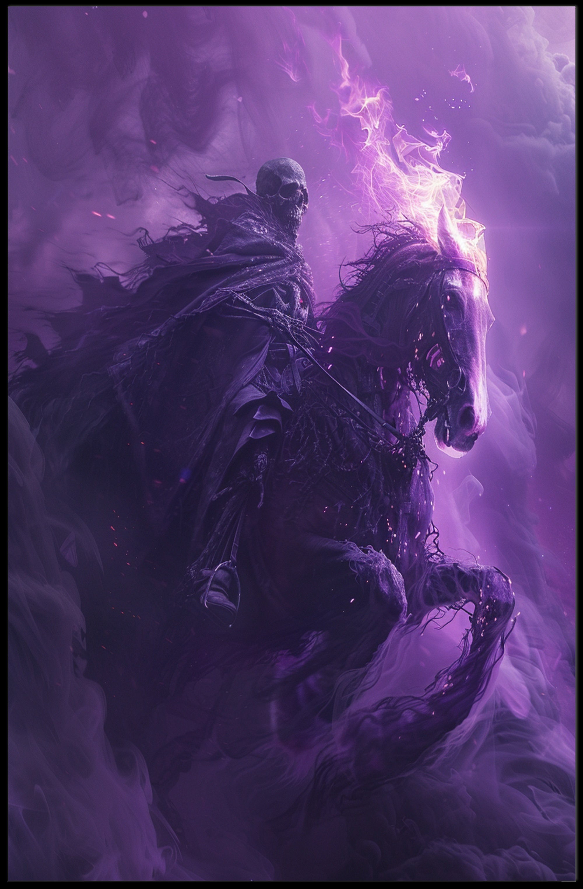 Skeletal Rider on Ghostly Horse: Fantasy or Mythology Poster PosterGoat