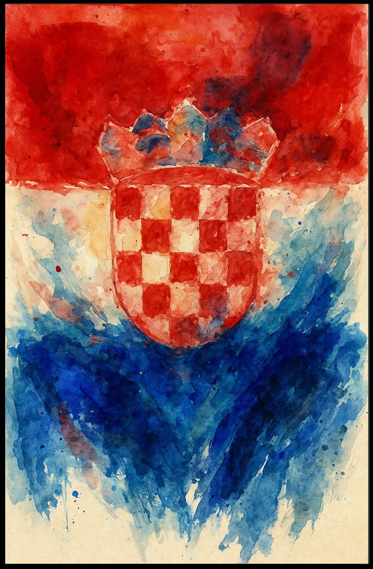 Croatian Coat Of Arms Watercolor Art Poster