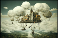 Floating Castle in Mid-Air Fantasy or Mythology Poster
