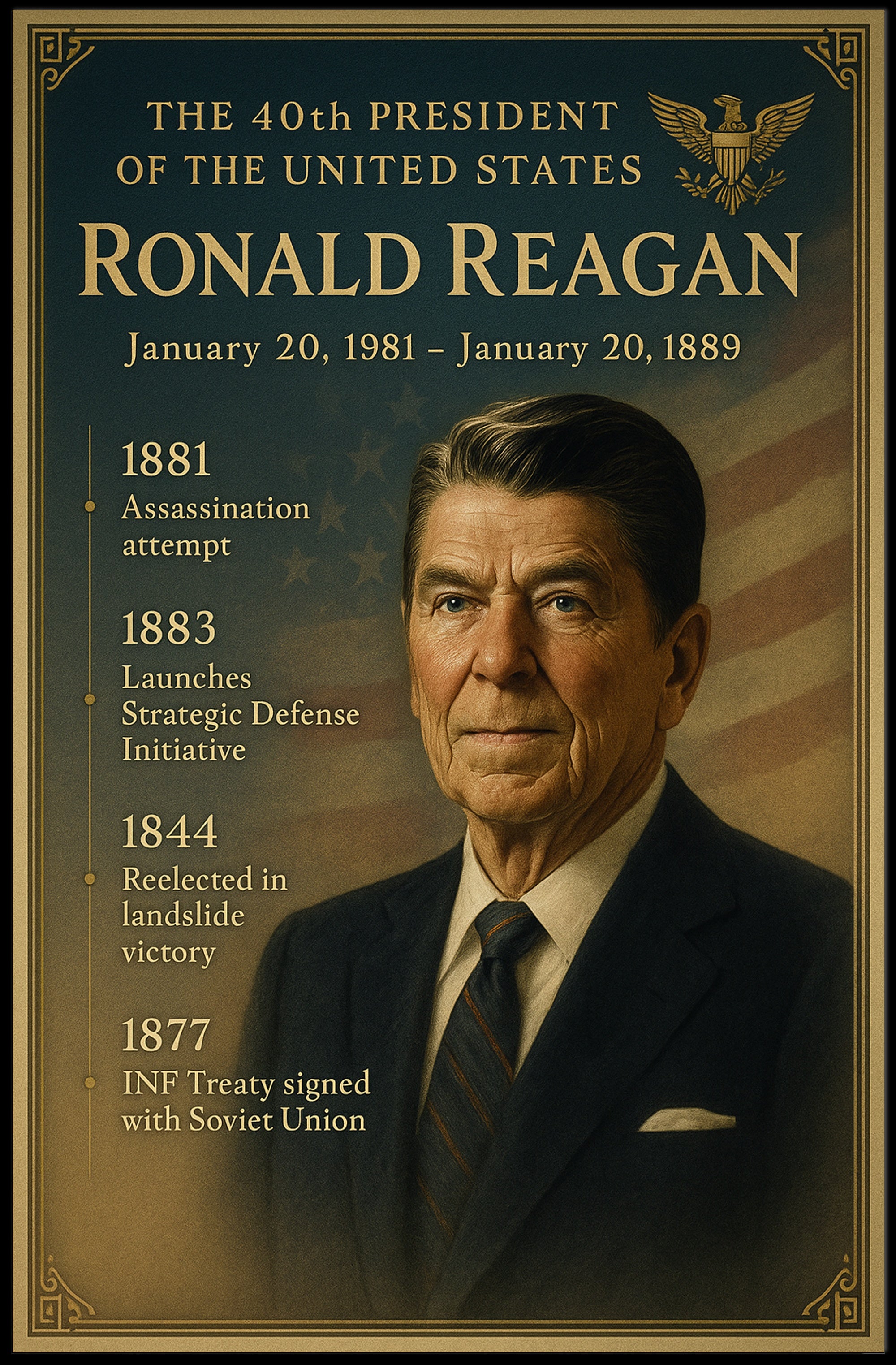 Ronald Reagan Vintage Patriotic Historical or Presidential Poster