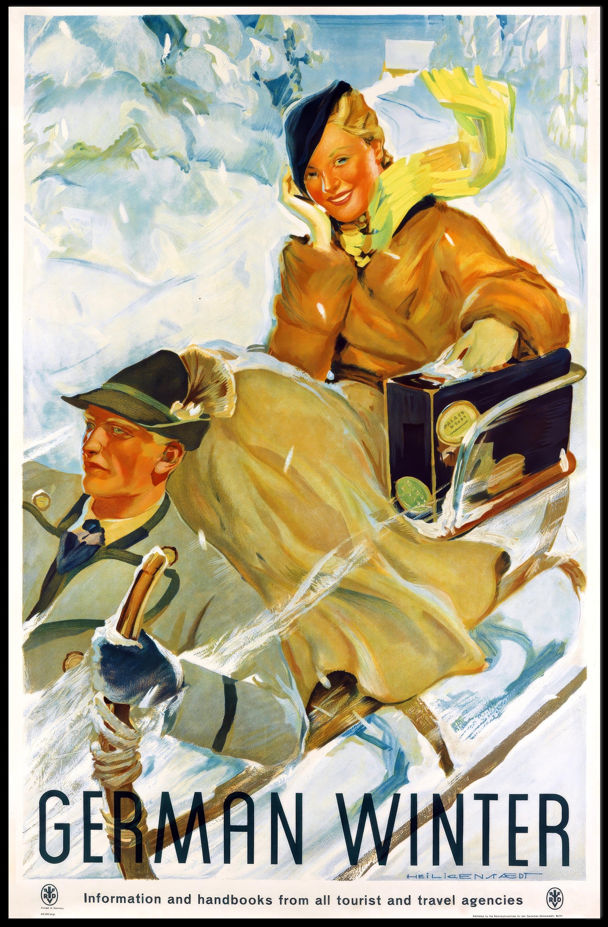 Winter Sleigh Ride Adventure Travel Poster PosterGoat