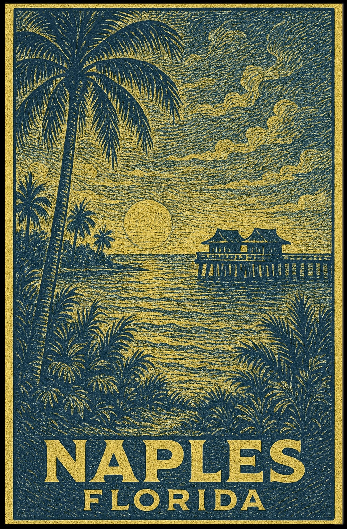 Naples Florida Sunset Poster Wall Art Gulf Coast Decor