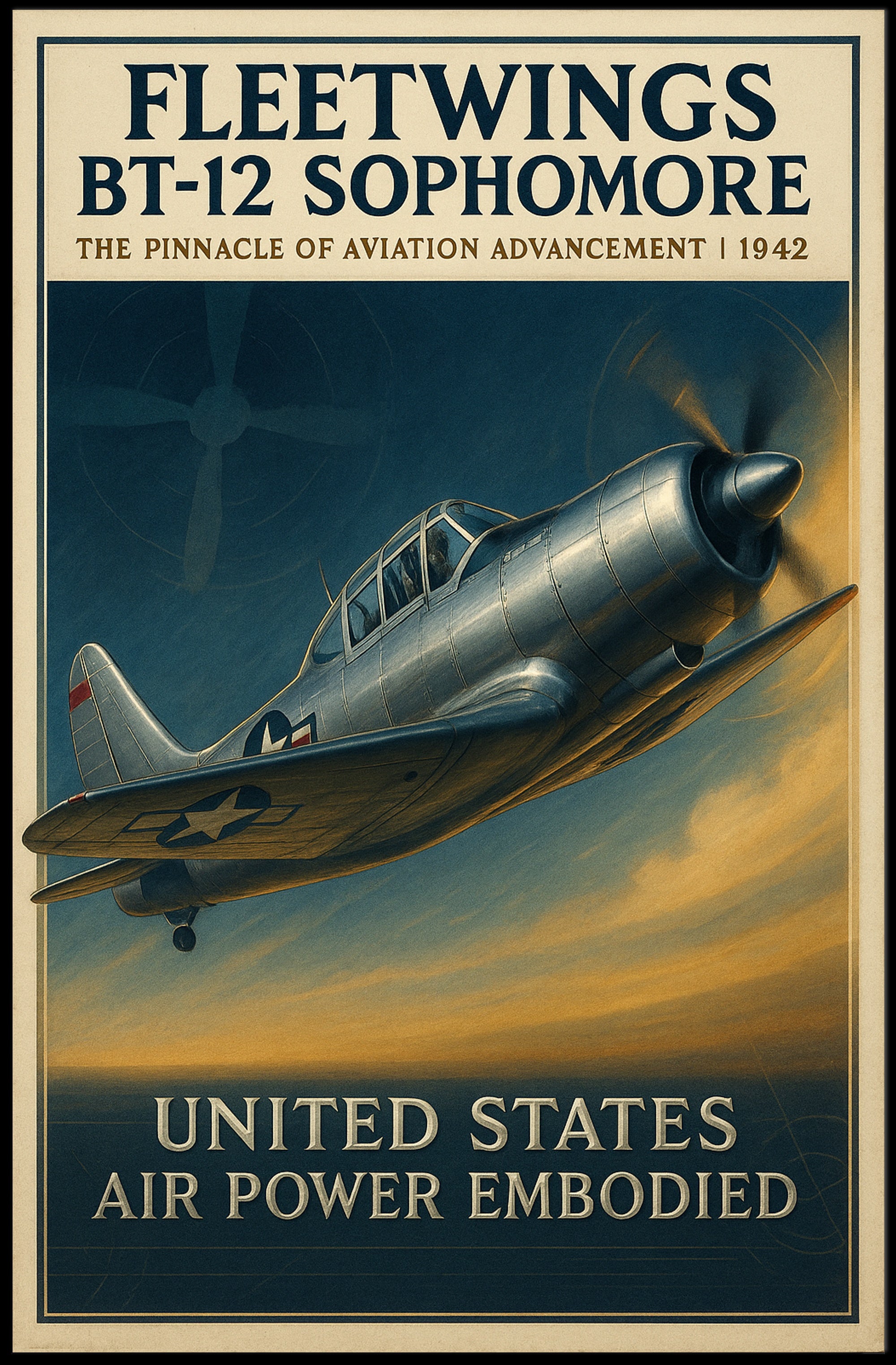 Fleetwings BT12 Sophomore Vintage Aviation Poster