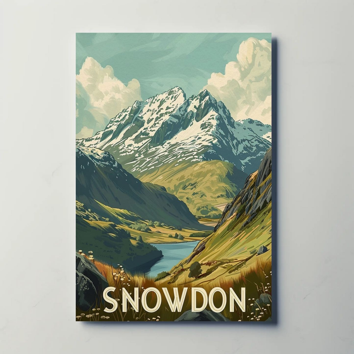 Snowdon Mountain Landscape Travel Poster