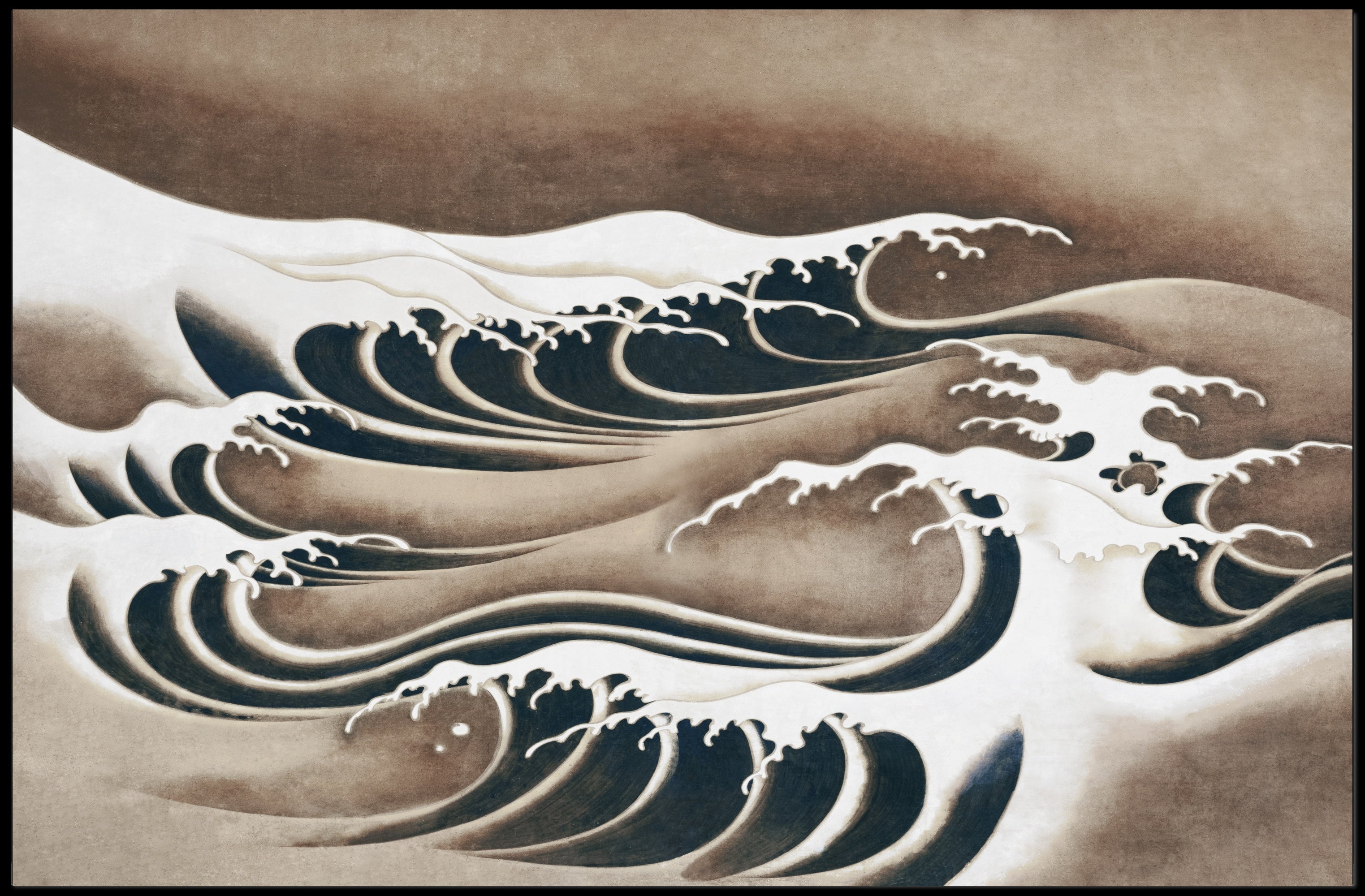 Japanese Ocean Waves Vintage Art Poster - Abstract or Artistic Poster