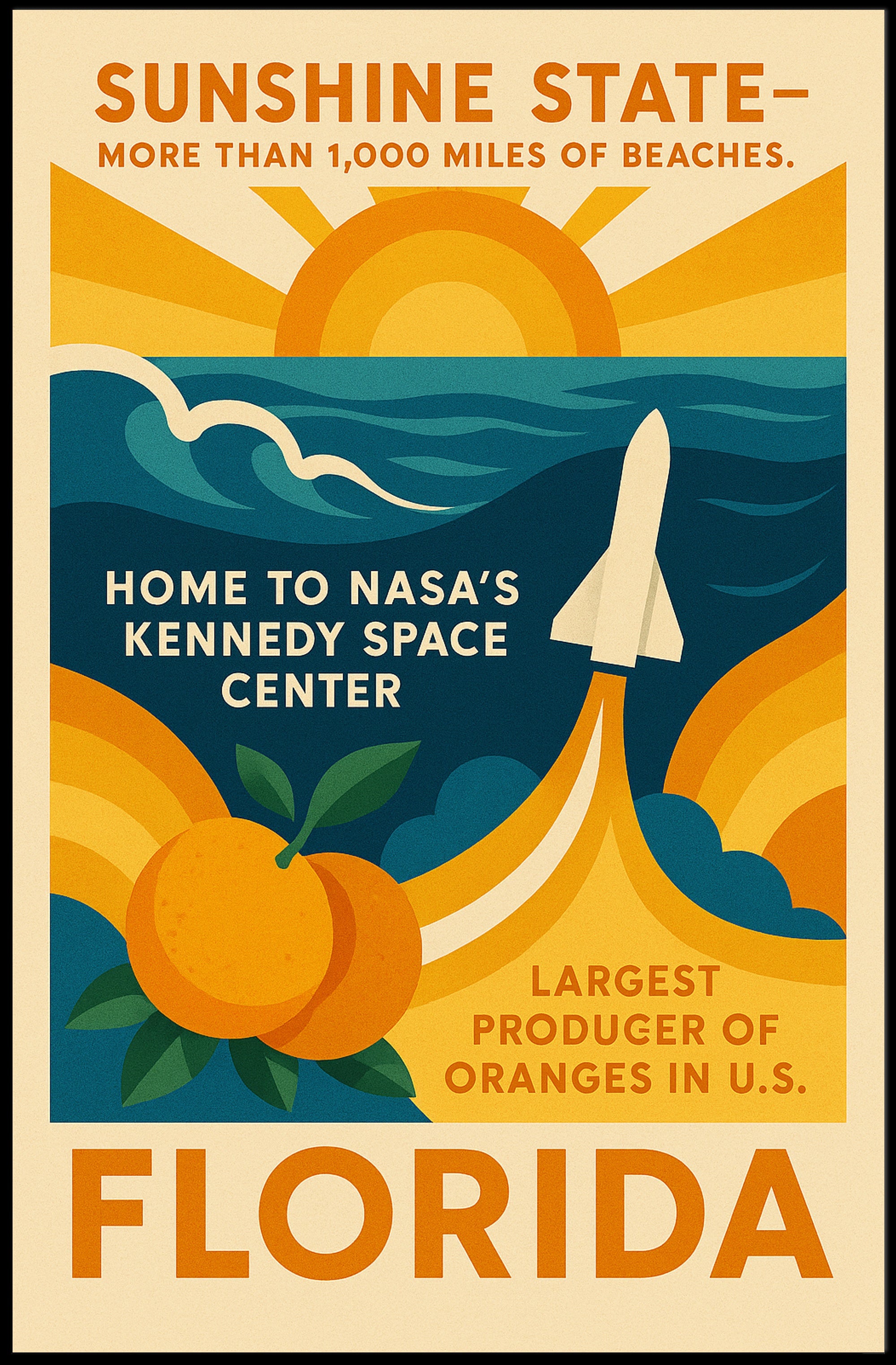 Florida's Vibrant Tribute: Retro Travel Poster