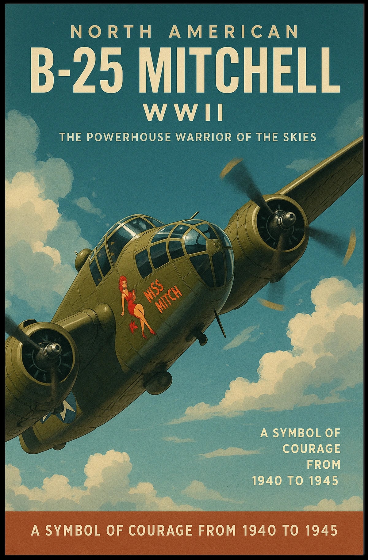North American B-25 Mitchell WWII Icon Poster