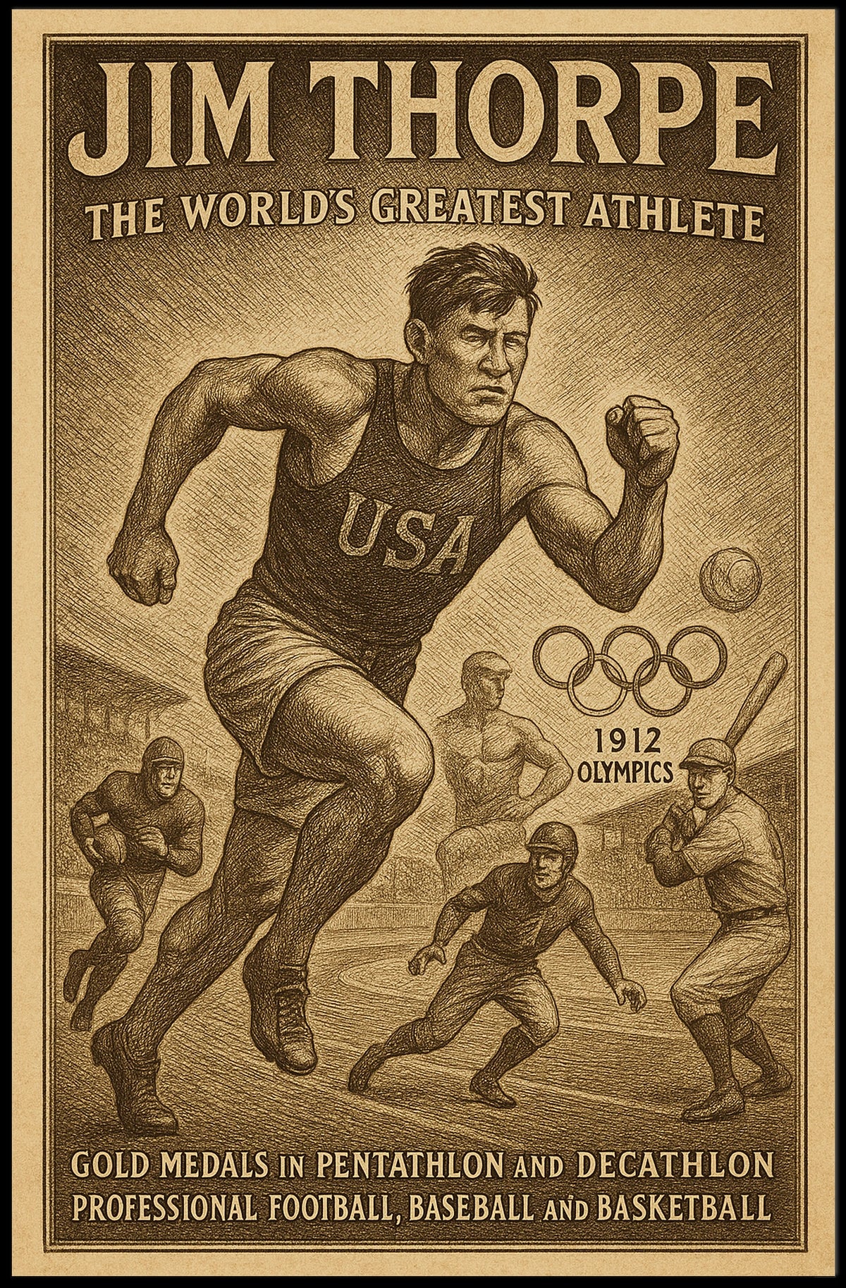 Celebrating an Athletic Legend Jim Thorpe Poster