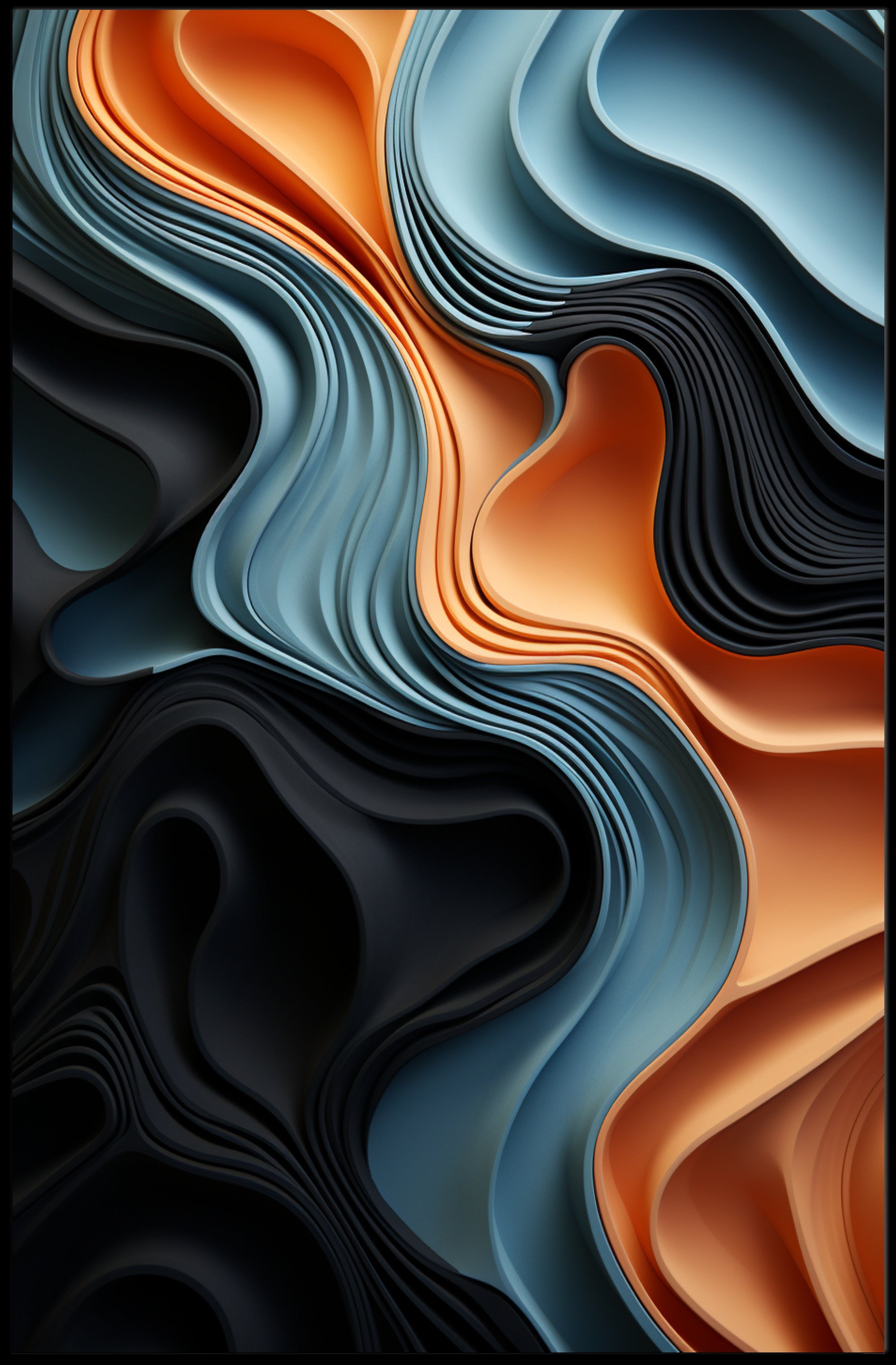 Abstract Waves Of Color Abstract Poster PosterGoat