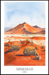 Sossusvlei Namibia Desert Watercolor Travel Poster PosterGoat