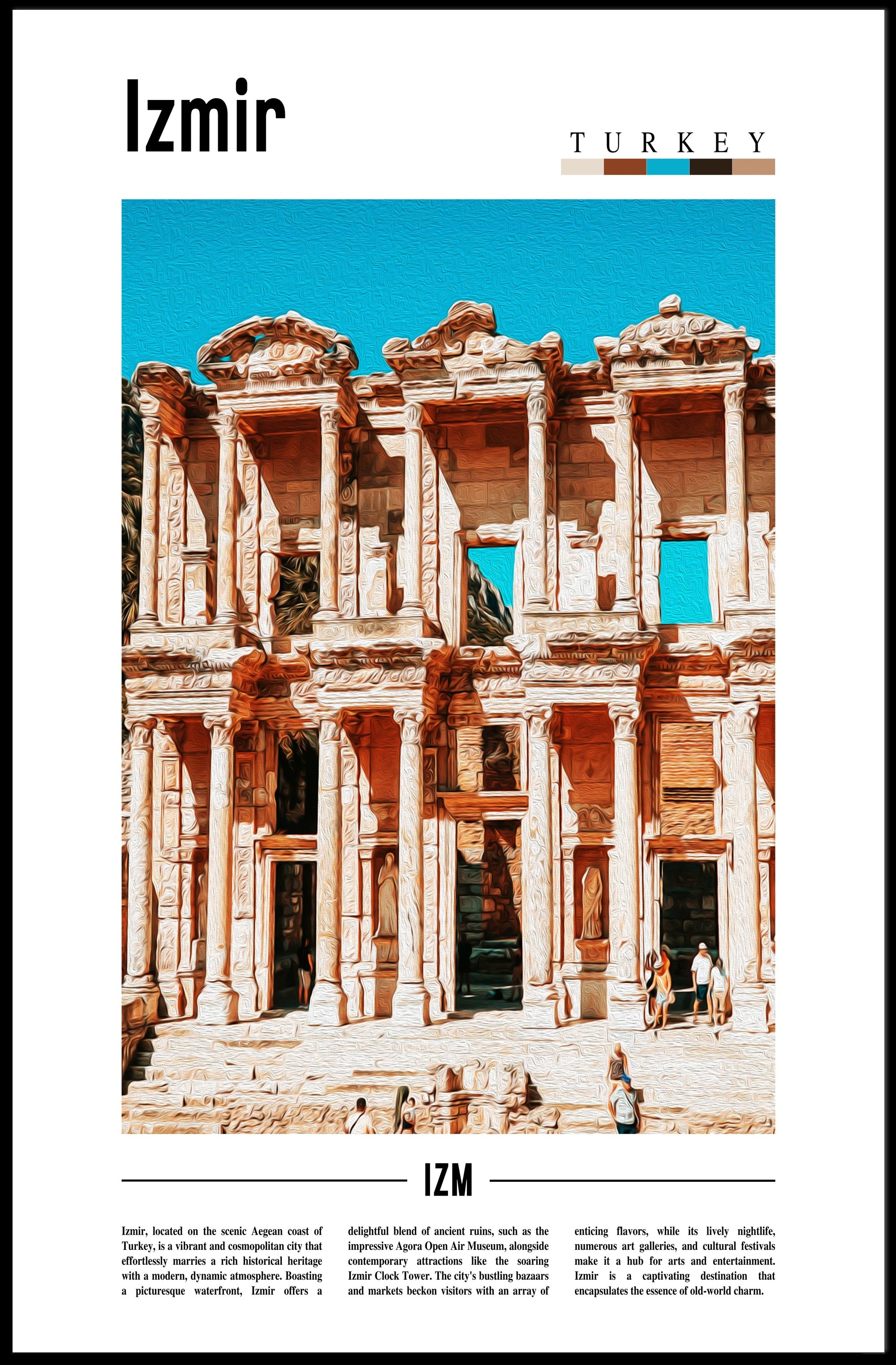 Izmir Travel Poster: Modern Art with Historical Touch PosterGoat