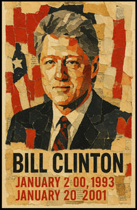Bill Clinton 42nd President of the United States Layered paper Collage Poster