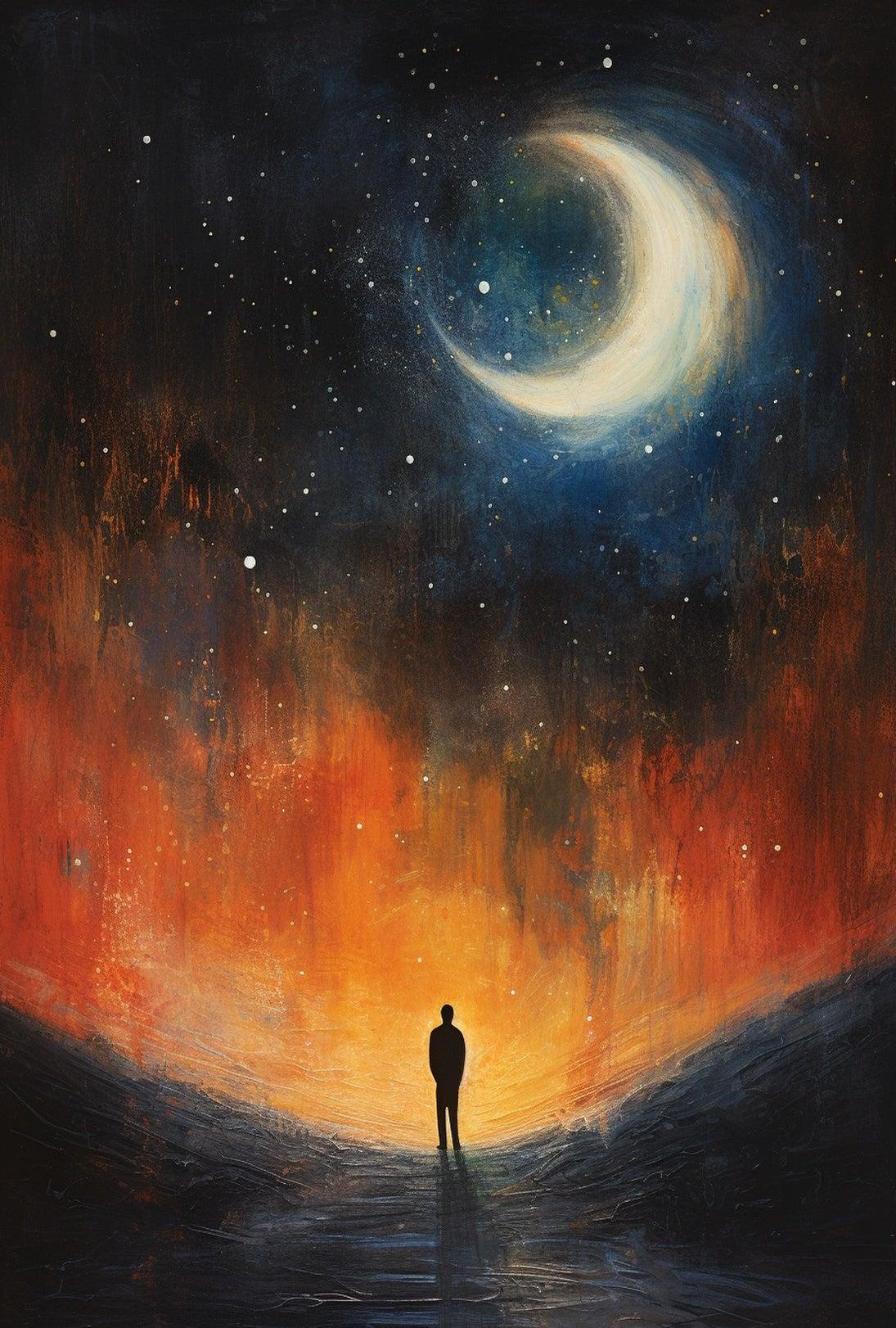 Stargazer's Dream: Surreal Cosmic Night Artistic Poster