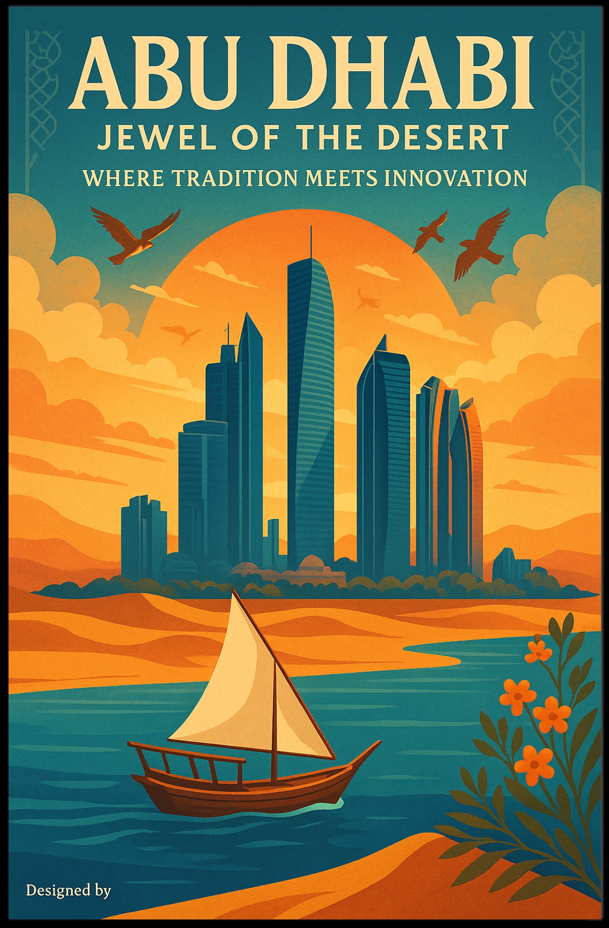 Abu Dhabi Jewel of the Desert Urban Cityscape Poster