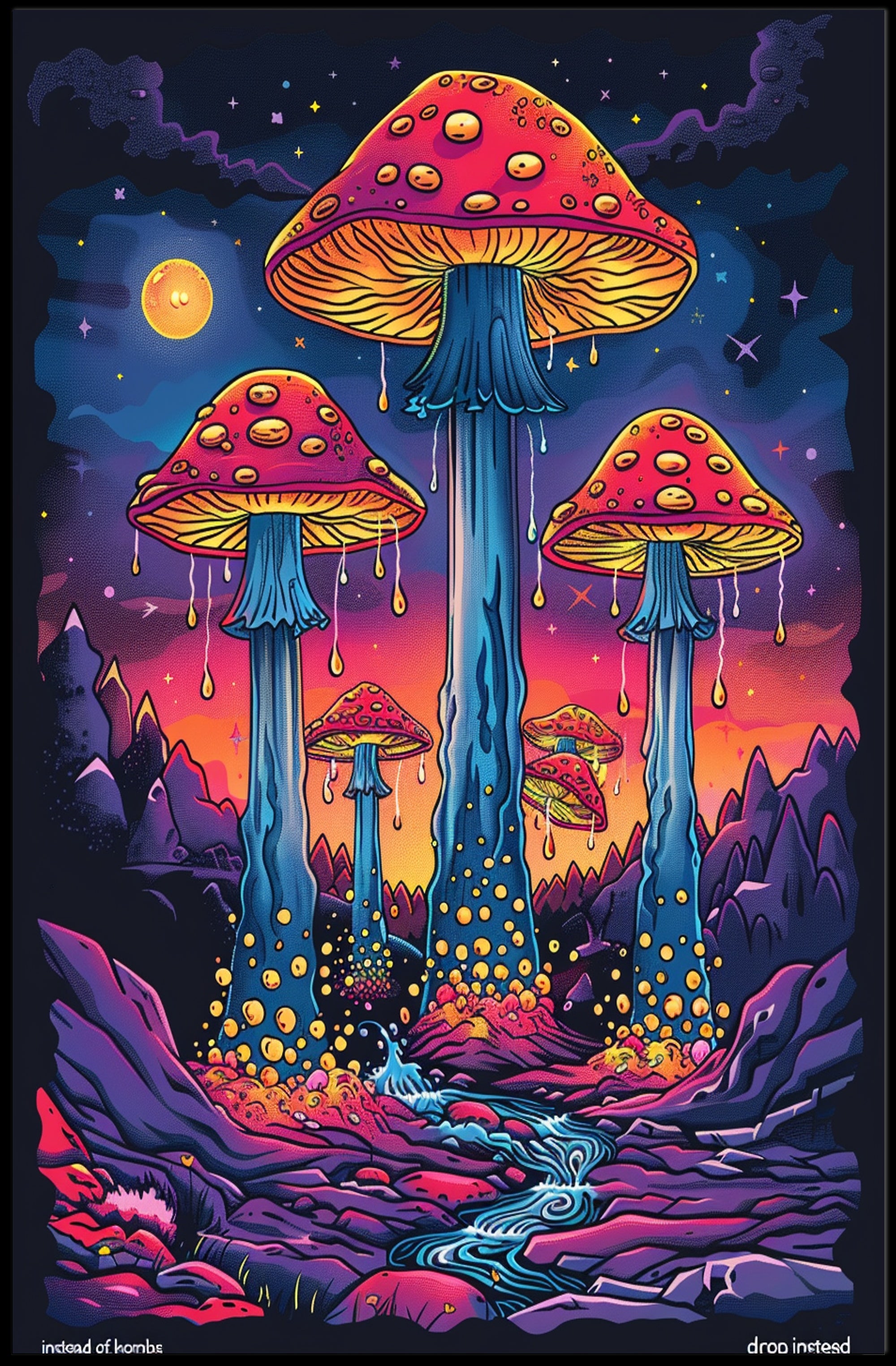 Enchanted Mushroom Landscape Art Print Poster for Home Decor and Nature Lovers PosterGoat
