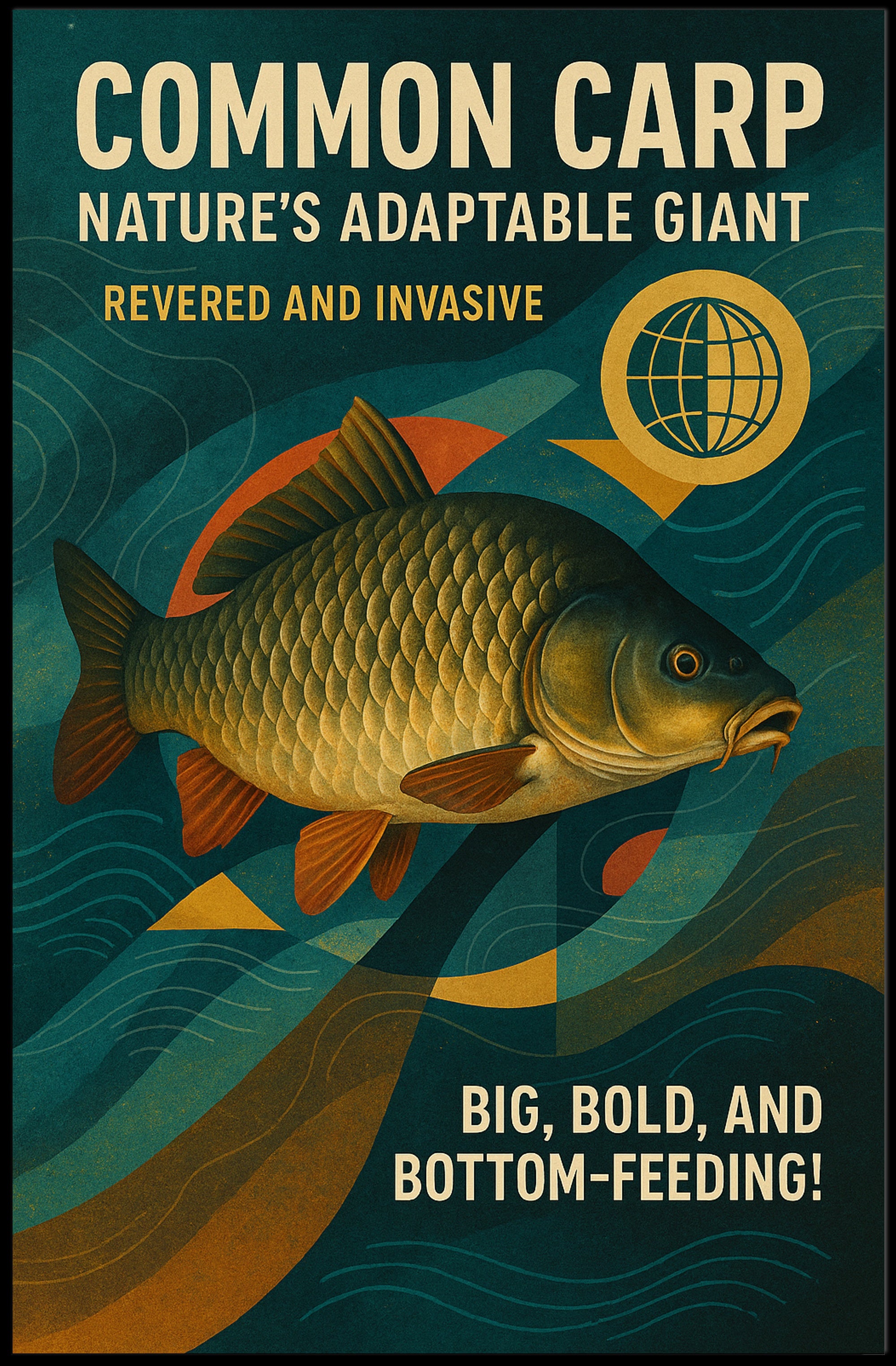 Common Carp Retro Eco-Conscious Animal Poster
