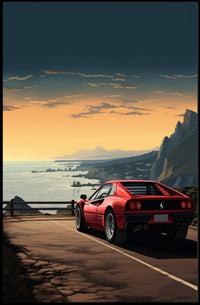 Sunset Drive Along the Coast Poster PosterGoat