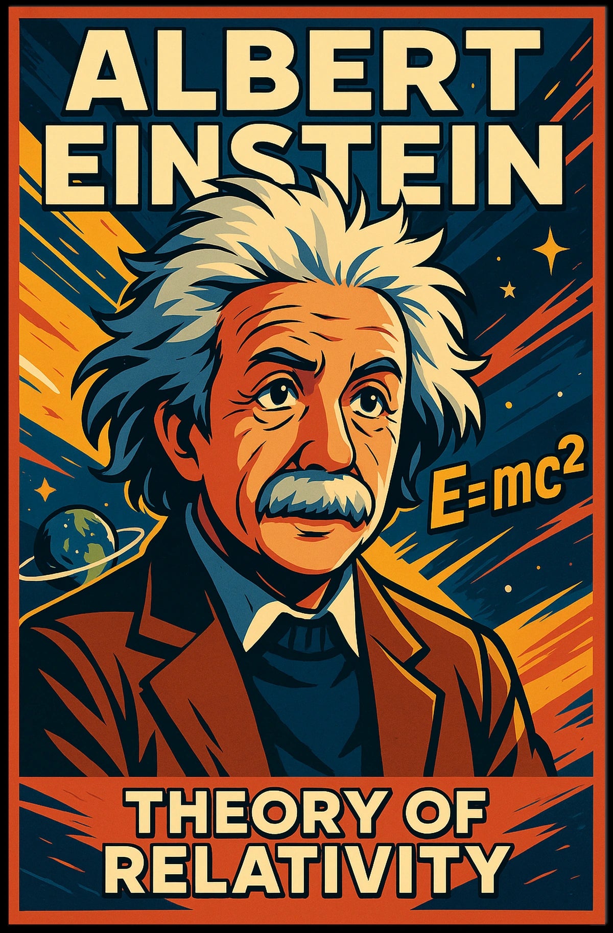 Albert Einstein Relativity Theory Vintage Cosmic Scenery Scientific Wall Art Wanderlust Poster