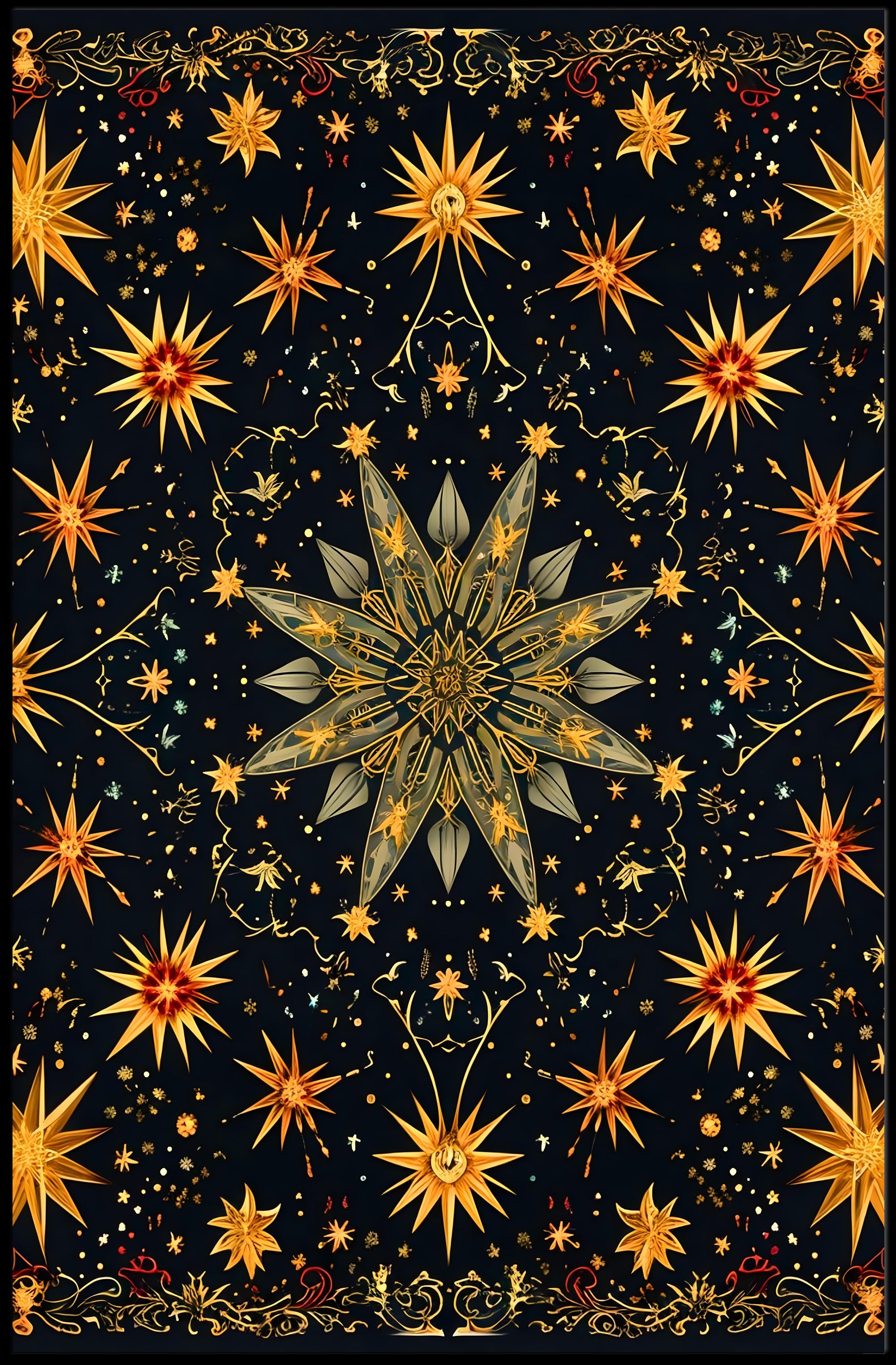 Celestial Starburst Abstract Art Poster