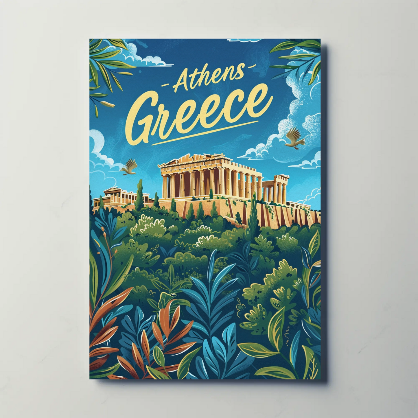 Athens Greece Ancient Acropolis View Travel Poster