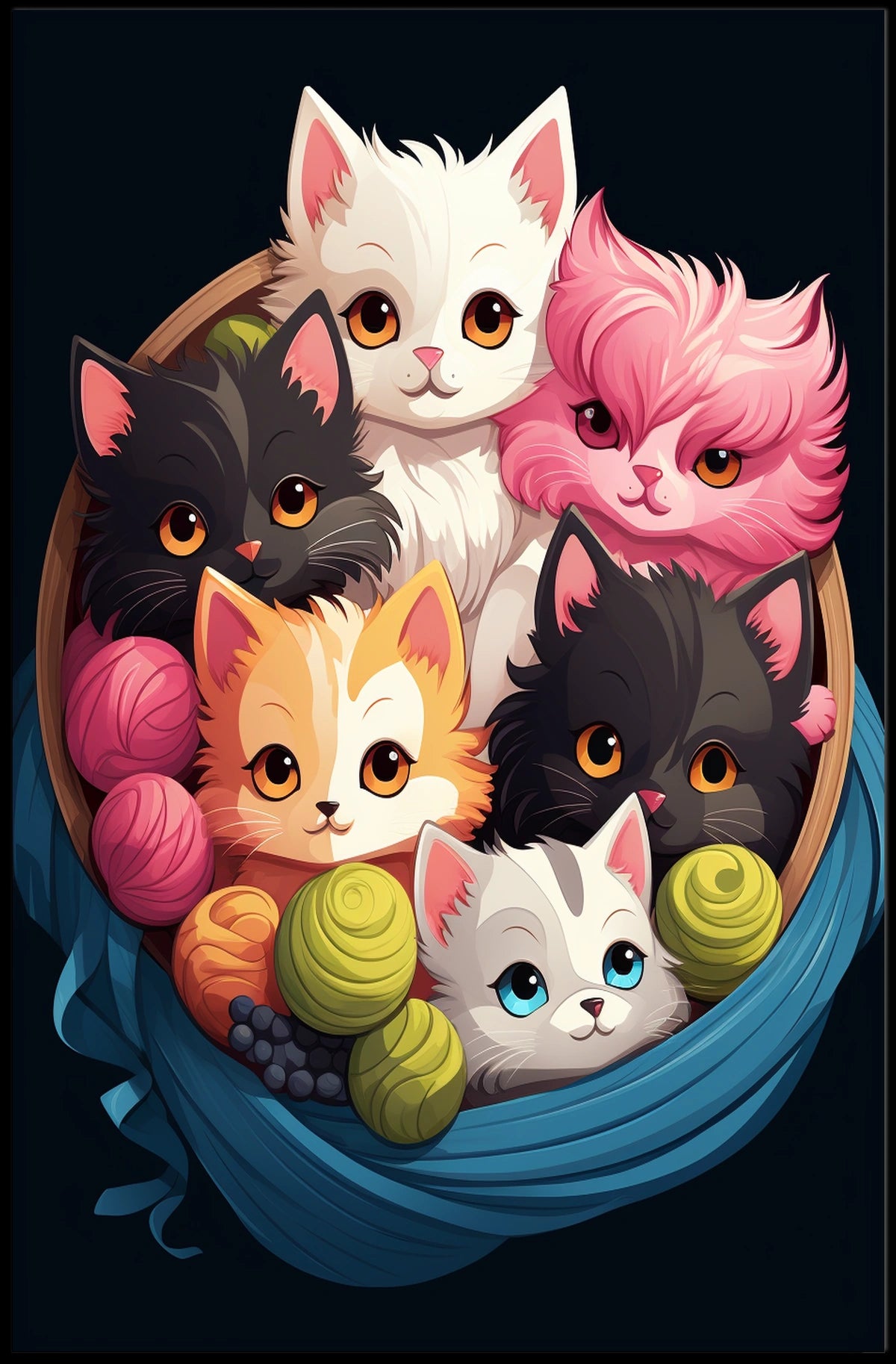 Basket Of Kittens Poster