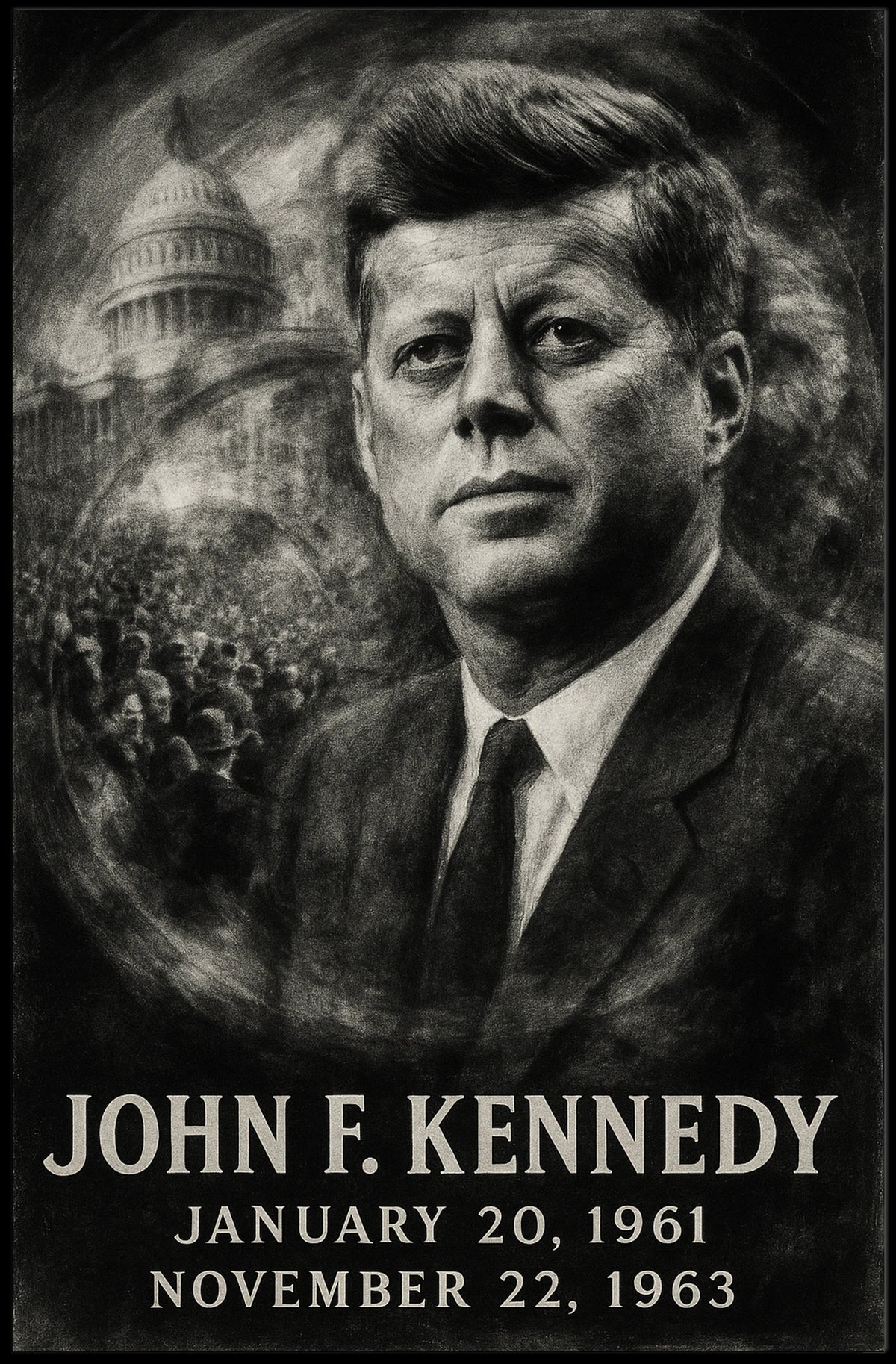 John F. Kennedy 35th President of the United States Double Exposure Poster