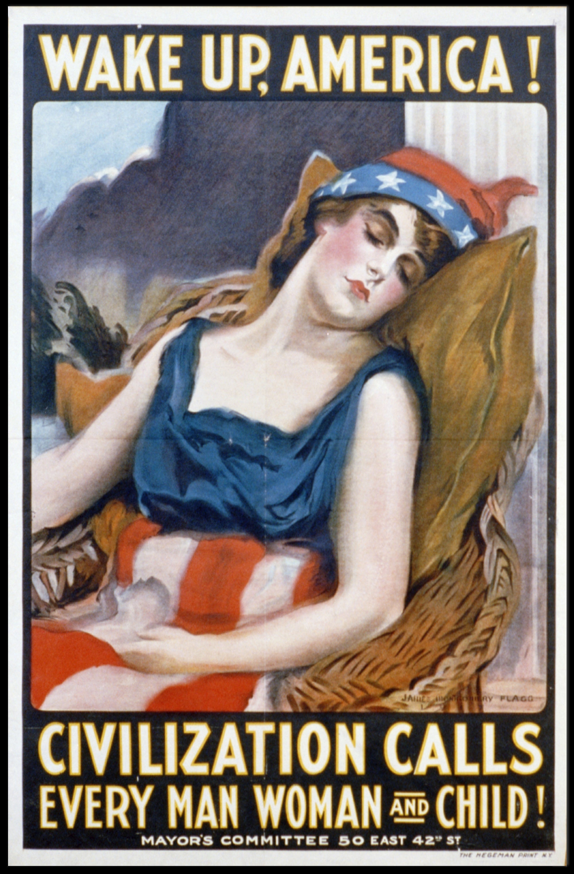 Patriotic WWI Era American Woman Propaganda Poster