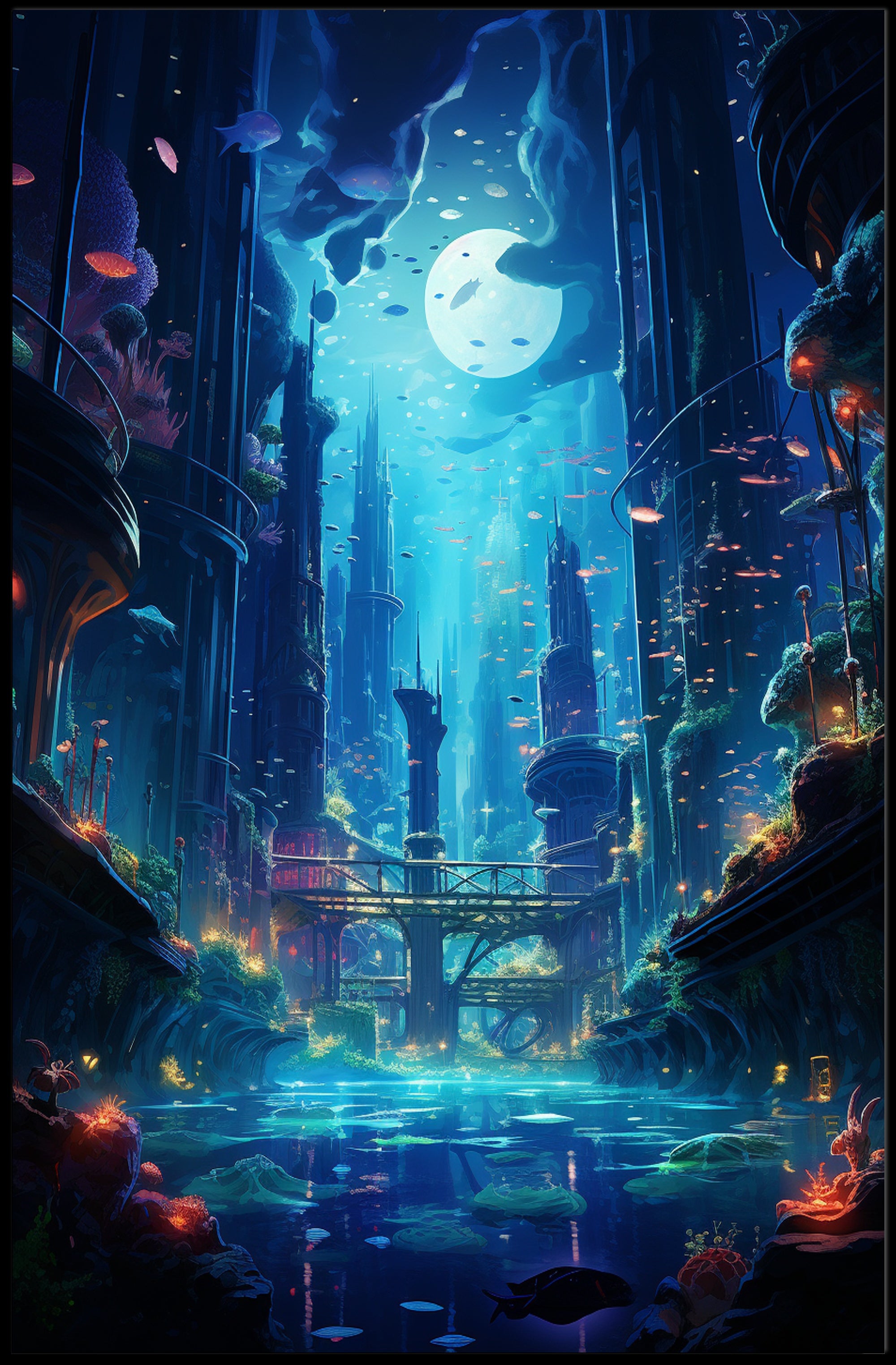 Enchanted Underwater Cityscape Poster