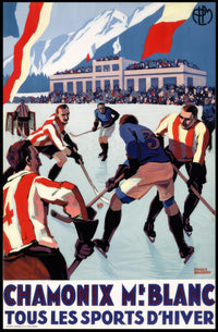 Chamonix Mont Blanc Vintage Sports Scene Poster PosterGoat